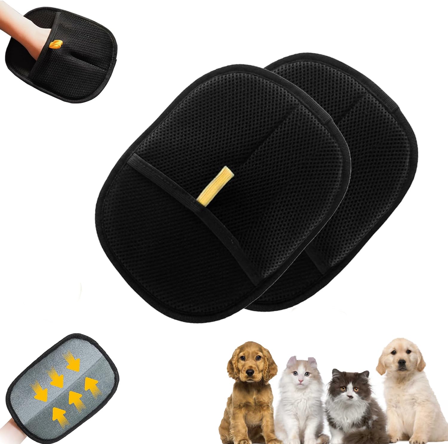 Yomi Pet Hair Remover Glove front view shows the textured surface lifting fur.