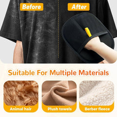 Yomi Pet Hair Remover Glove worn on hand enables easy grooming.