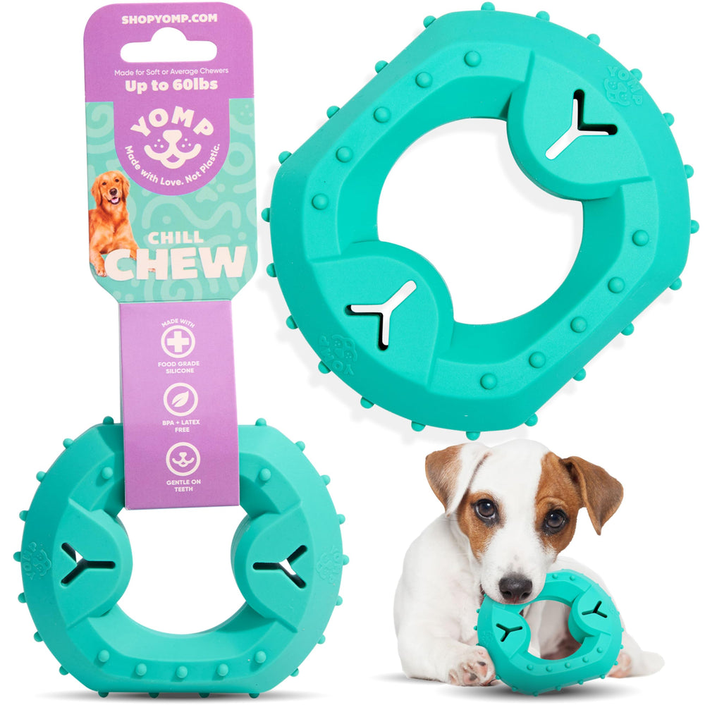 Yomp ChillChew freezable dog toy cooling chew for soft to medium chewers.
