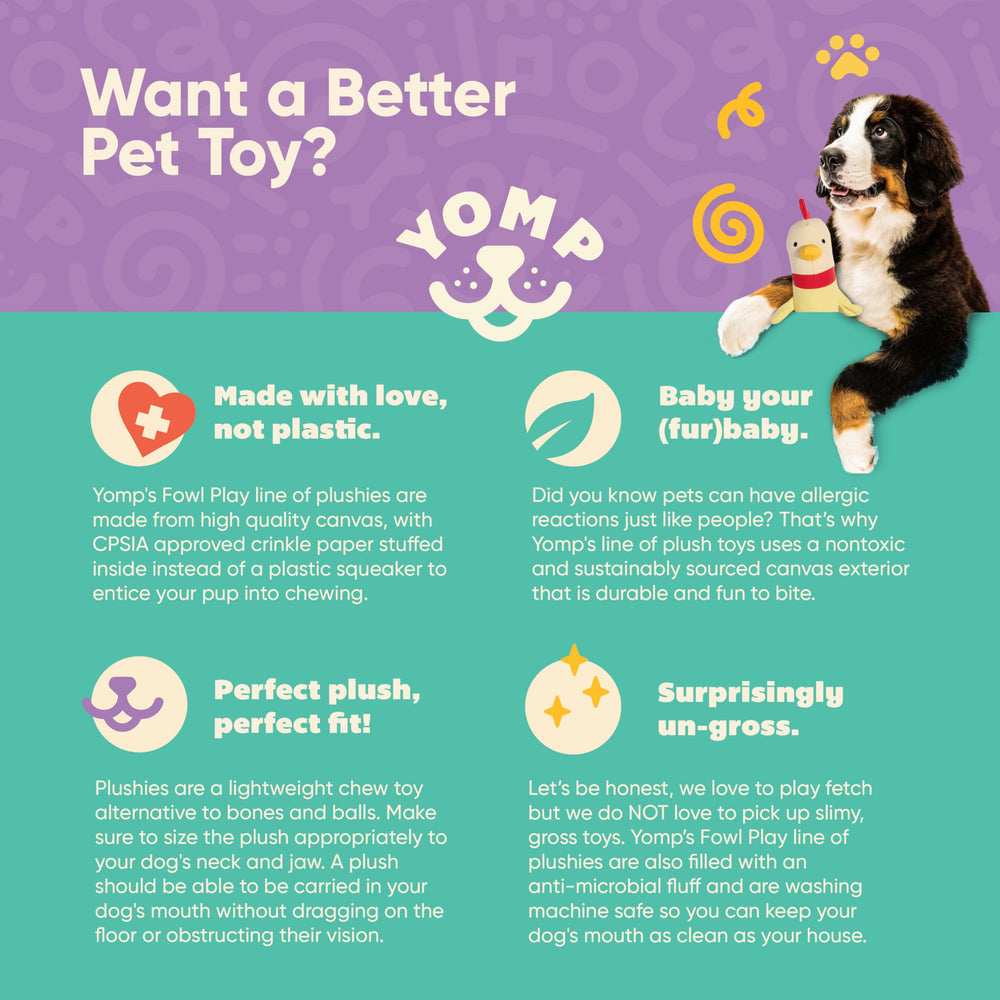 Yomp Penguin Dog Toy snuggle-ready view suggests cozy cuddle and durable, rewarding play.