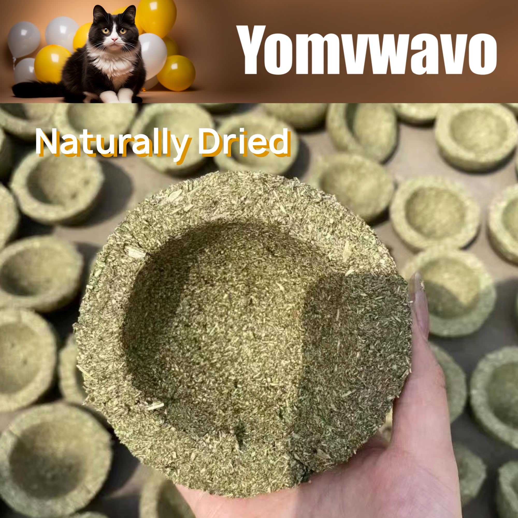 Yomvwavo catnip ball ingredients label highlighting natural catnip.