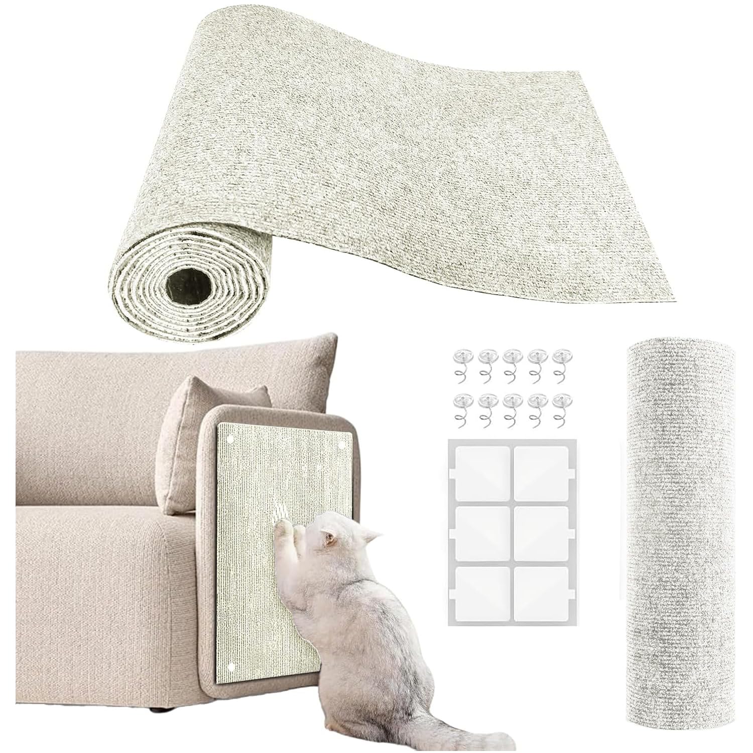 YONGJOY cat scratch couch protector front view protects furniture from scratches with a reusable mat.