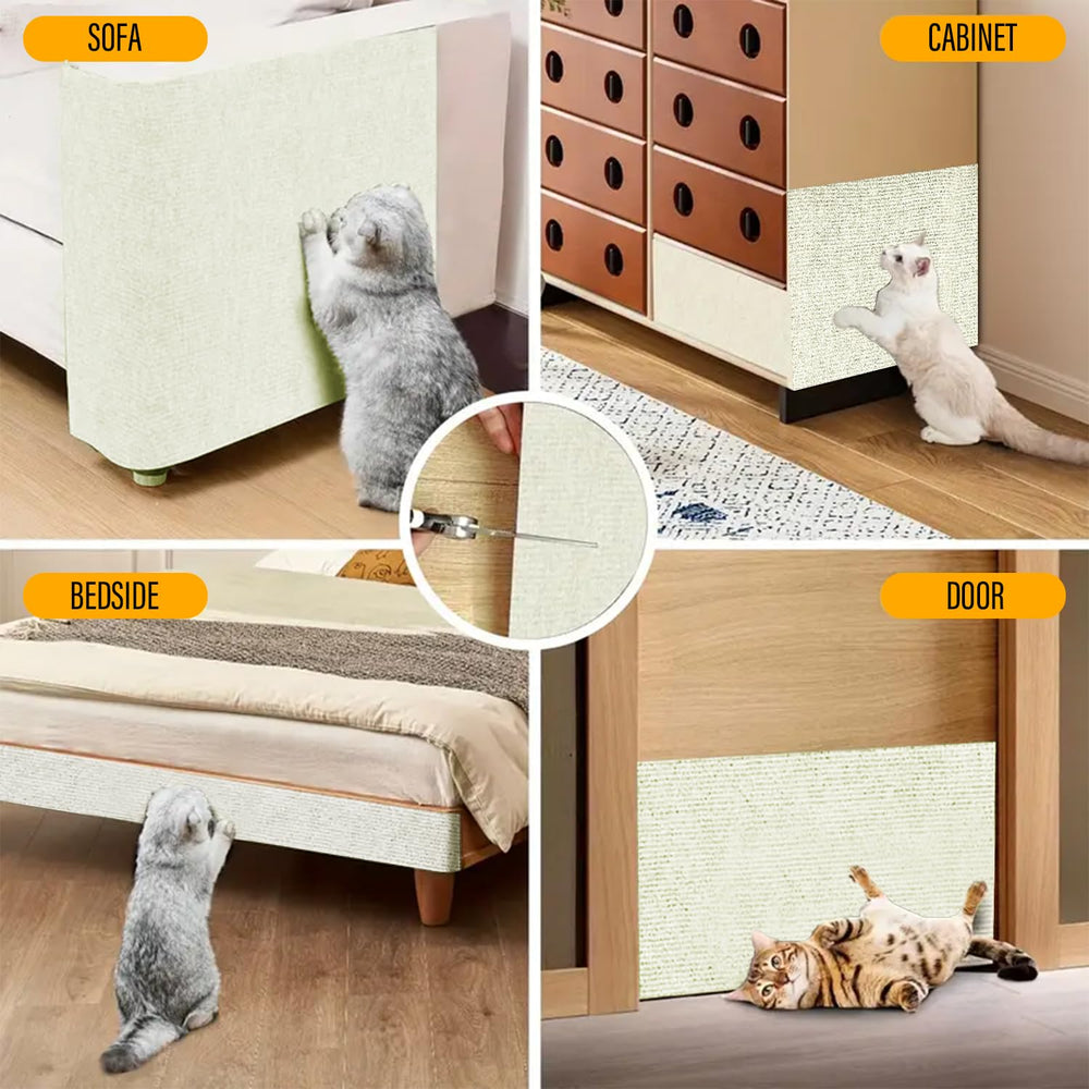 YONGJOY cat scratch couch protector on sofa illustrates edge protection during scratching.