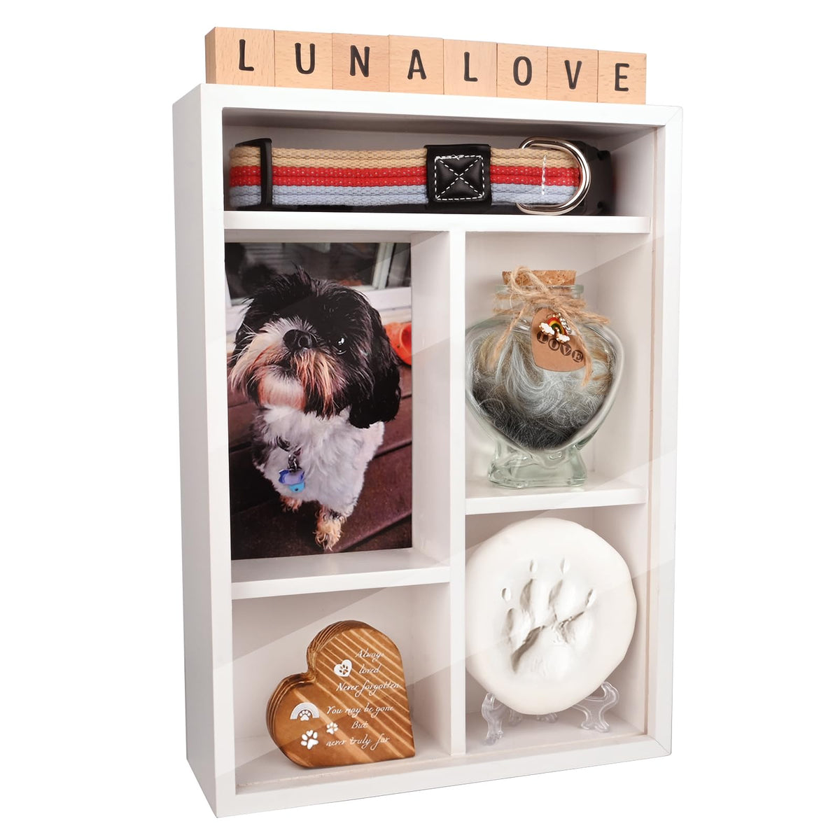 Yongvelin pet memorial shadow box front view ideal for showcasing cherished memories.