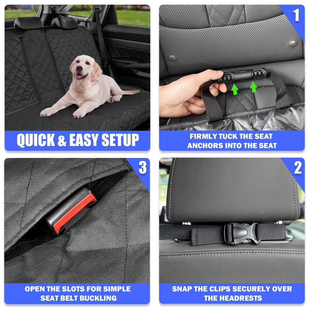 Yonktoo dog seat cover non-slip backing stays in place on car seats.