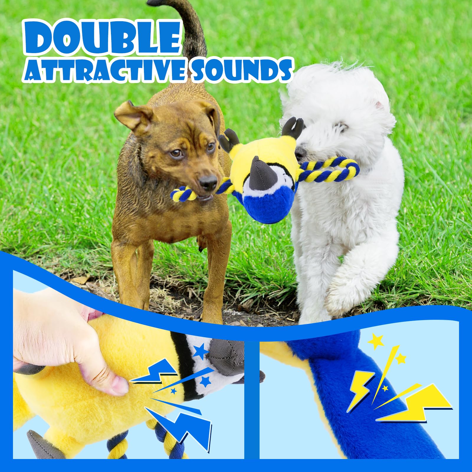 YONLIT 11-inch parrot dog toy fits comfortably for small to large dogs.