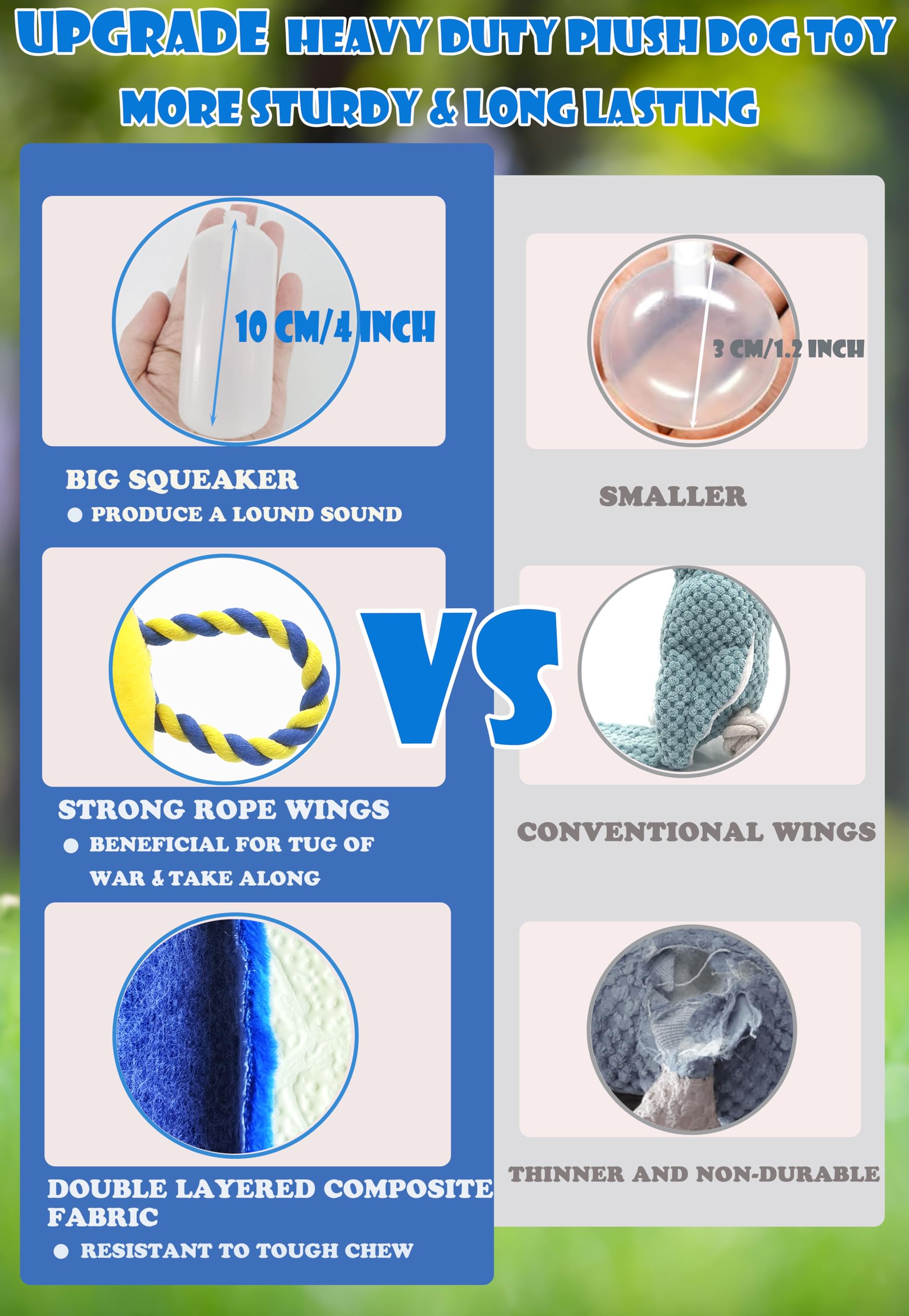 YONLIT dog toy parrot pull rope for tugging encourages active chewing and strong jaw exercise.