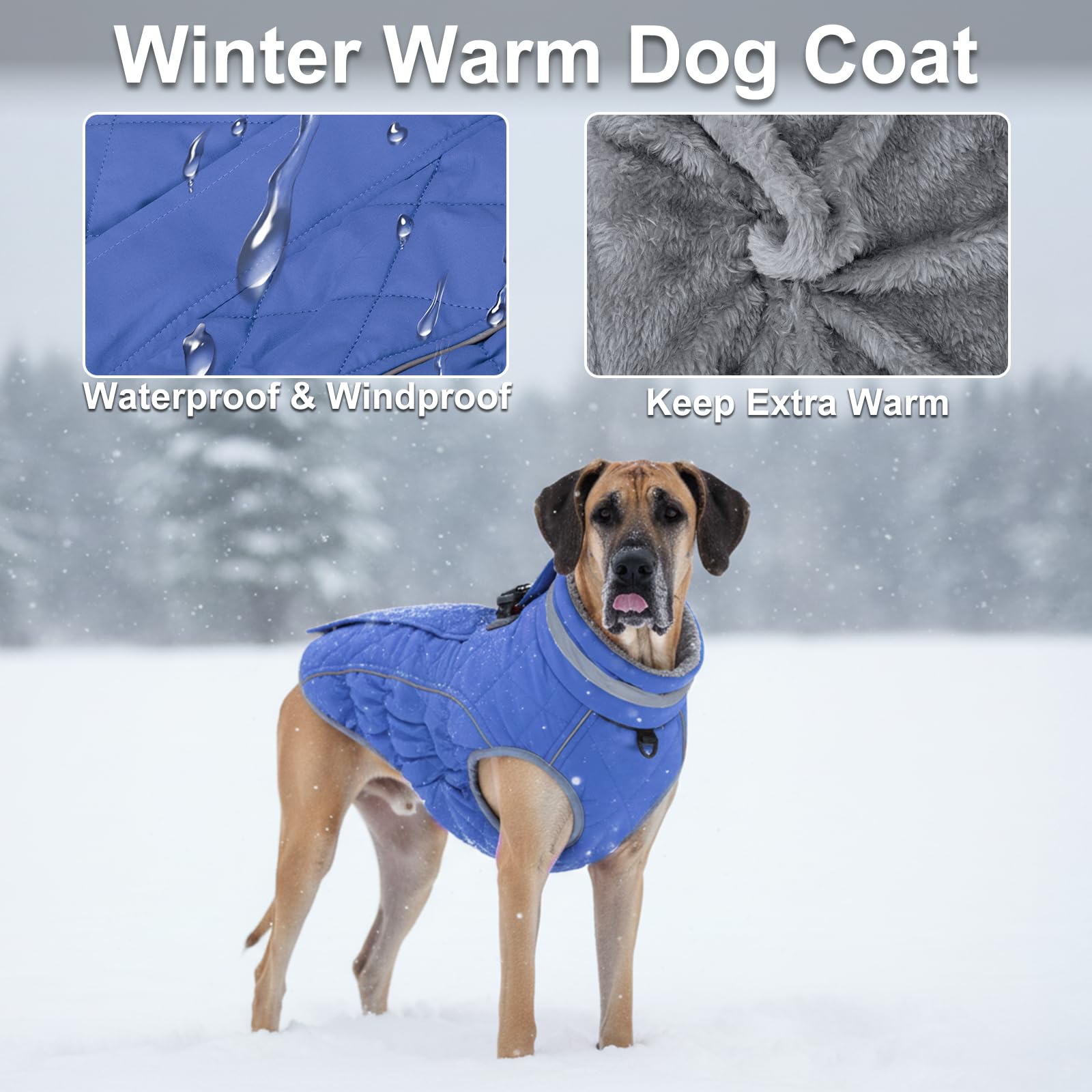 Yoochee dog coat built-in harness with D-rings for leash