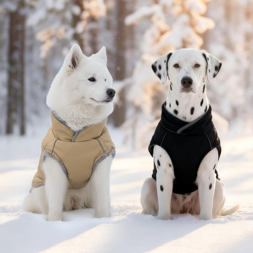 Yoochee dog coat plush inner lining adds soft comfort in cold weather