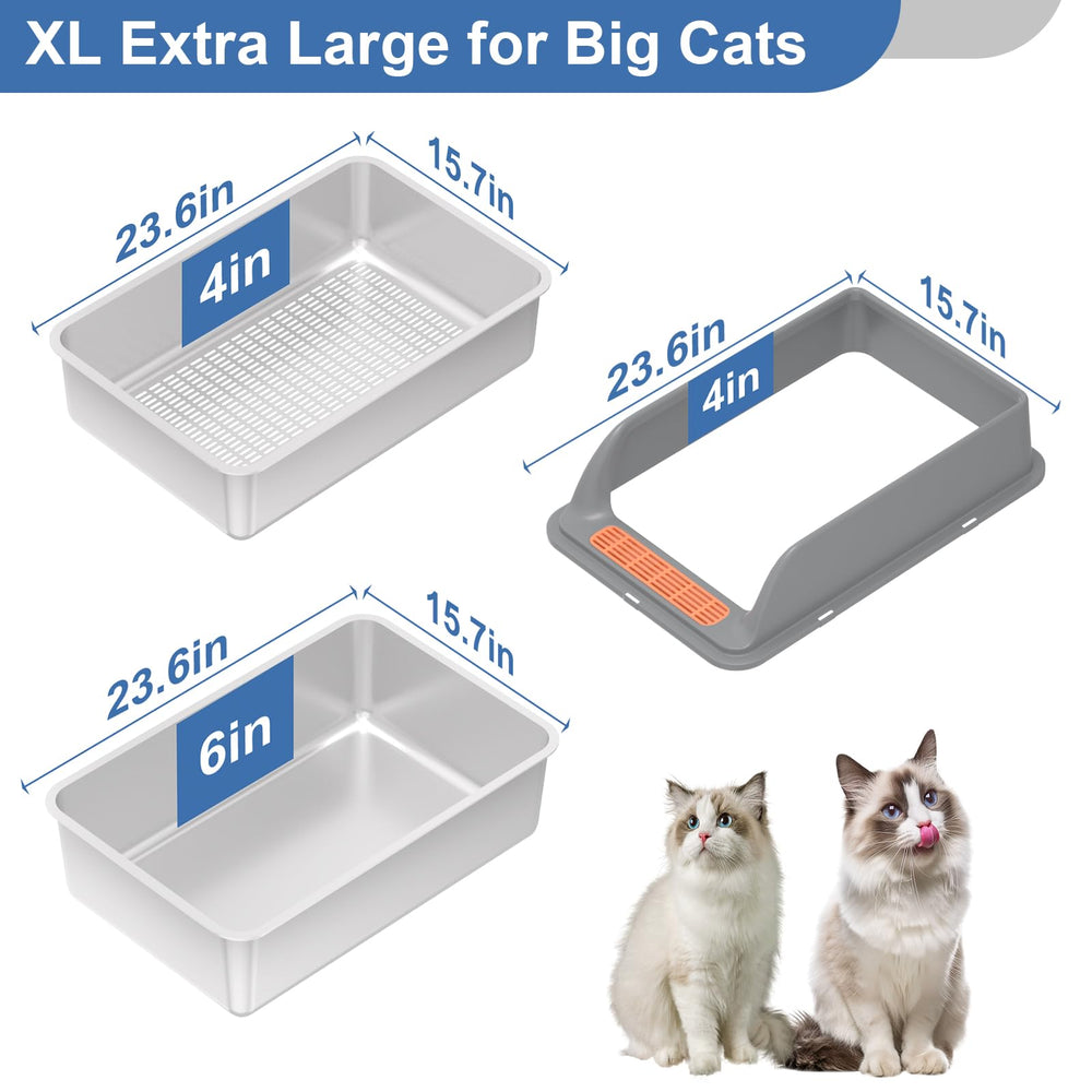 Yoochee high-sided litter box closeup emphasizes reinforced lid buckles for secure containment.