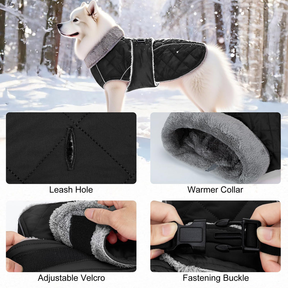 Yoochee plush faux fur neck collar adds warmth and neck protection.