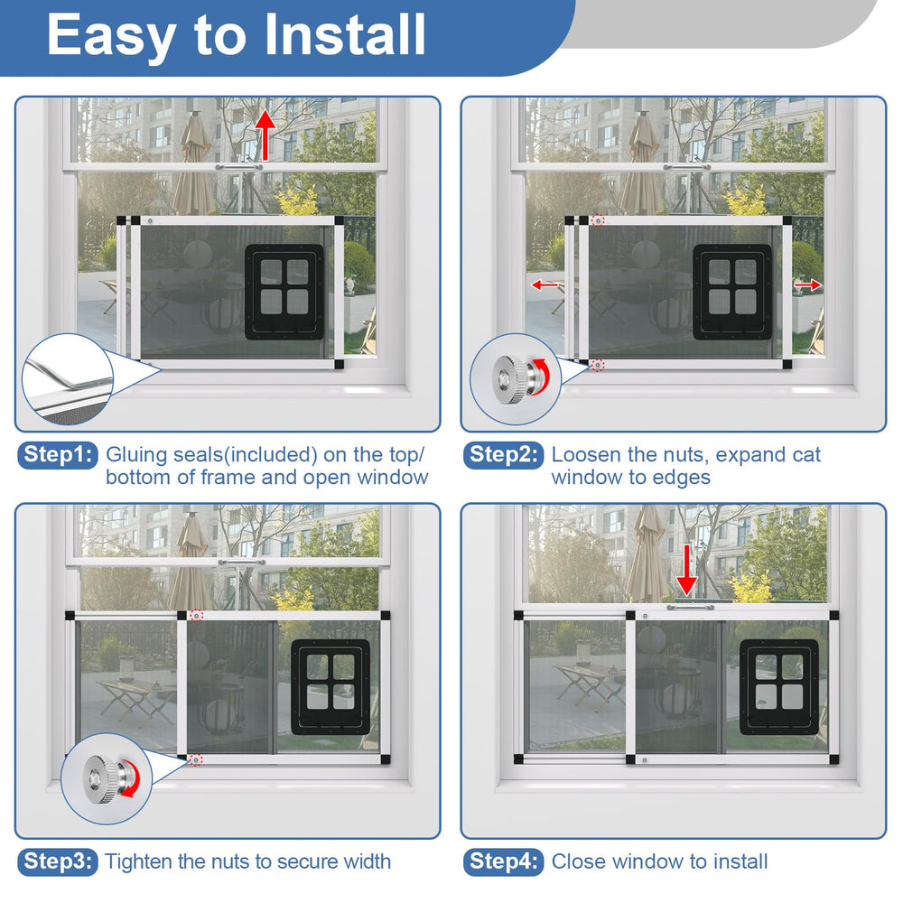Yoochee ready-to-use cat door for window insert with breathable design.