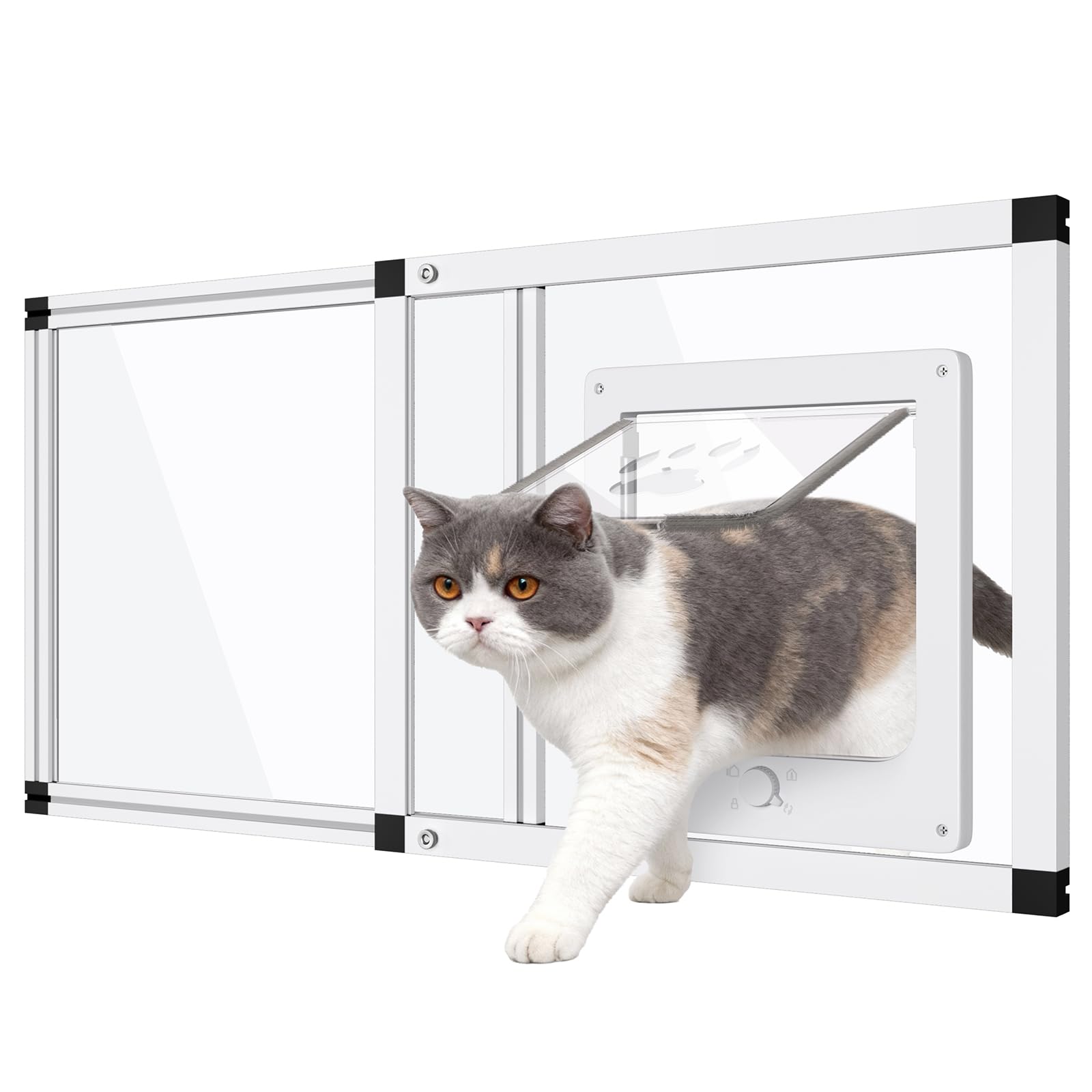 Yoochee sliding cat door window view provides a clear, bright outdoor time for cats