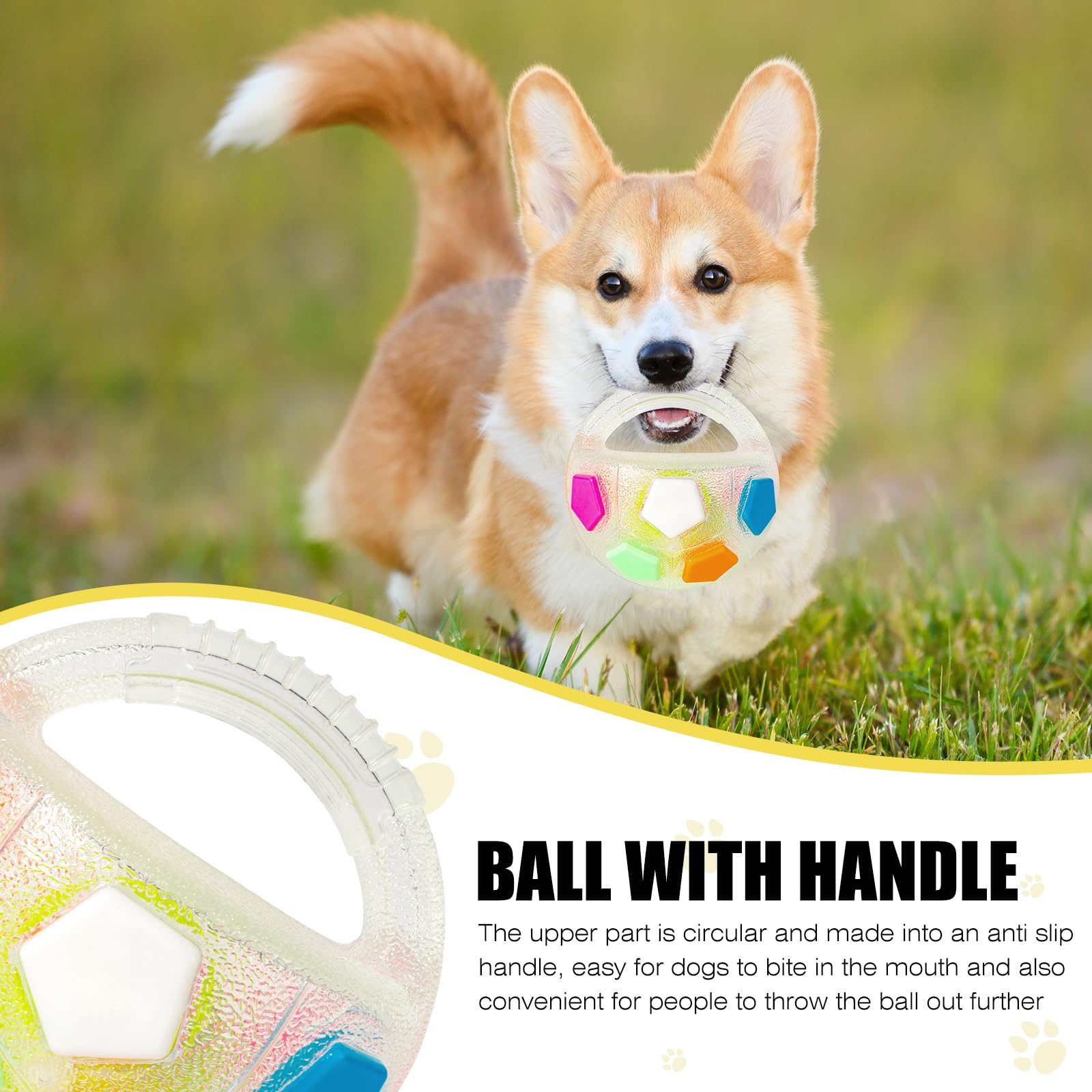 YOOGAO Pet dog toy ball with handle 2pc safe non-toxic material for gentle play