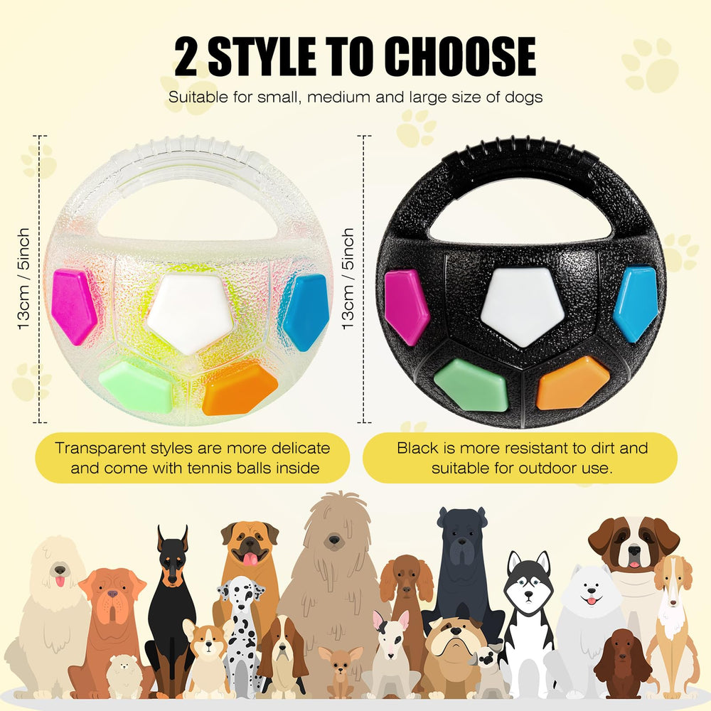 YOOGAO Pet dog toy ball with handle 2pc squeaky closeup: grabs attention for interactive play