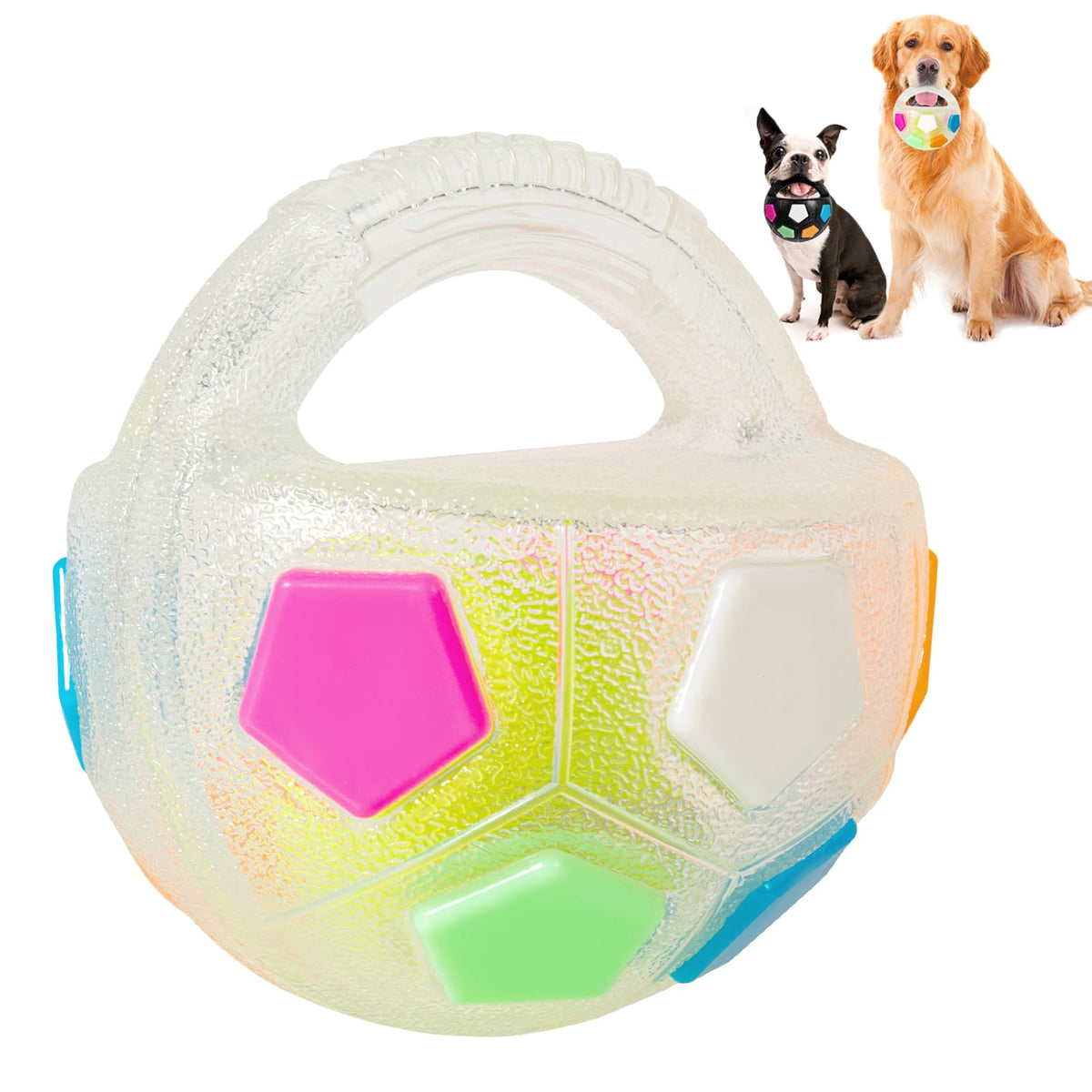 YOOGAO Pet dog toy ball with handle enables easy tossing for fetch play.