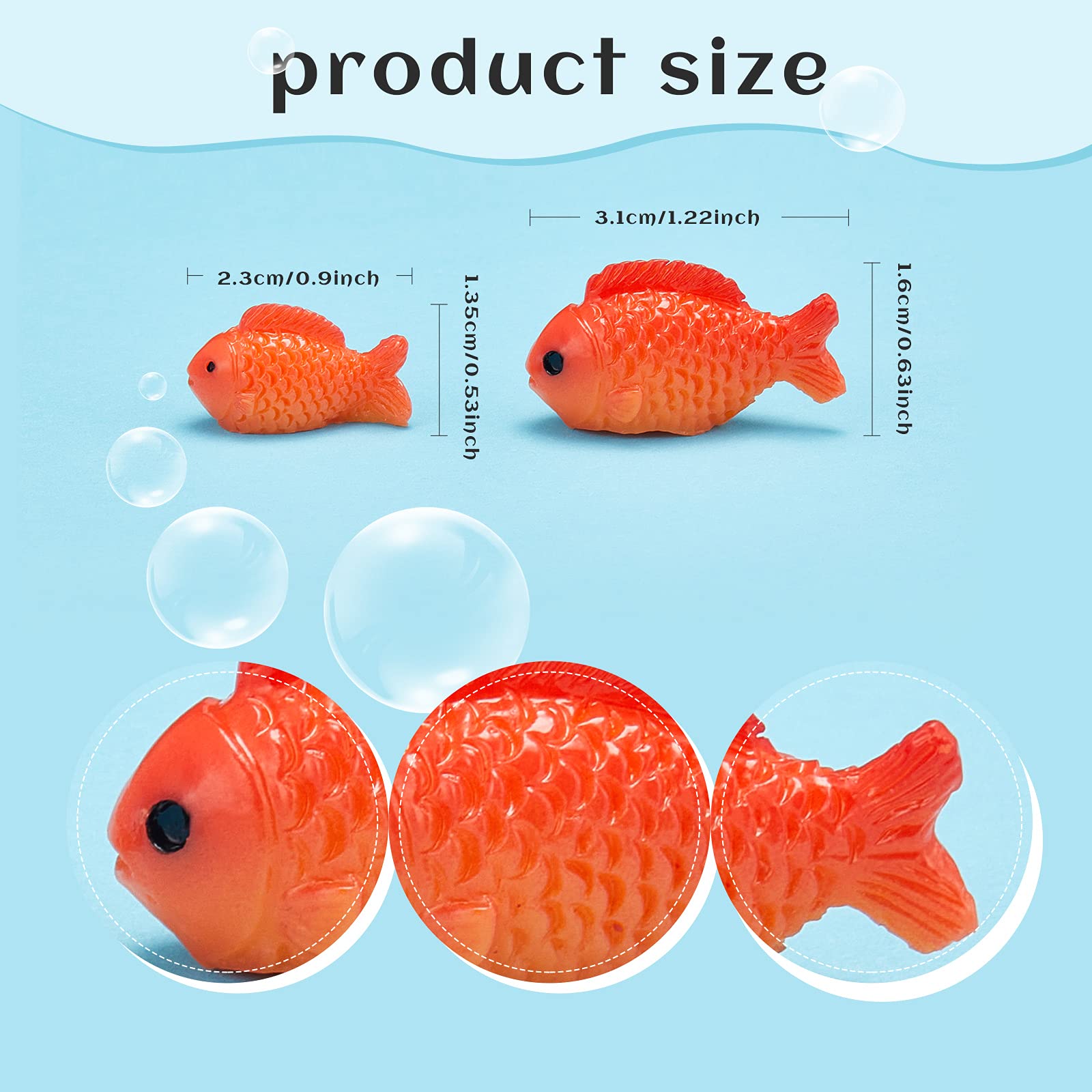 Yookeer red goldfish figurine large, side-view accent for mini landscapes