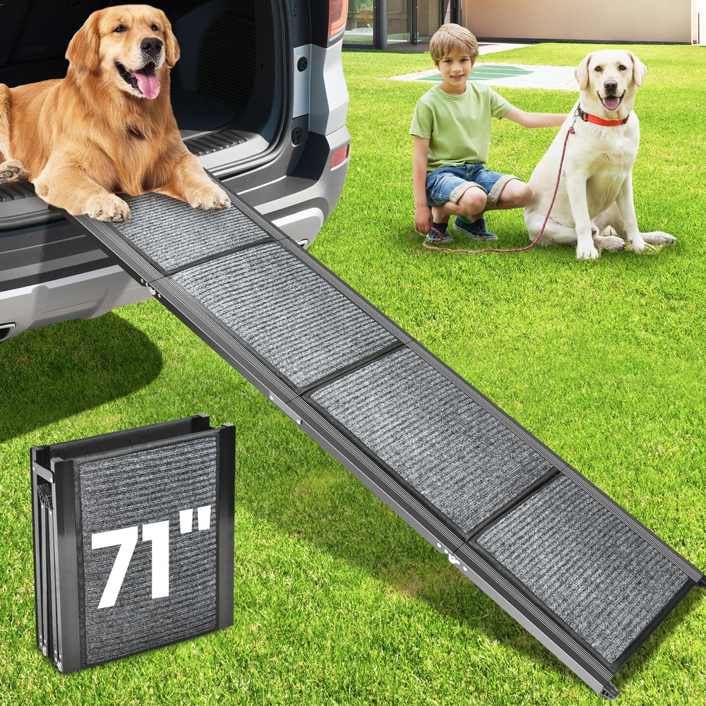 YOOKESEN dog ramp anti-slip-surface offers secure traction for safe climbs in any weather.