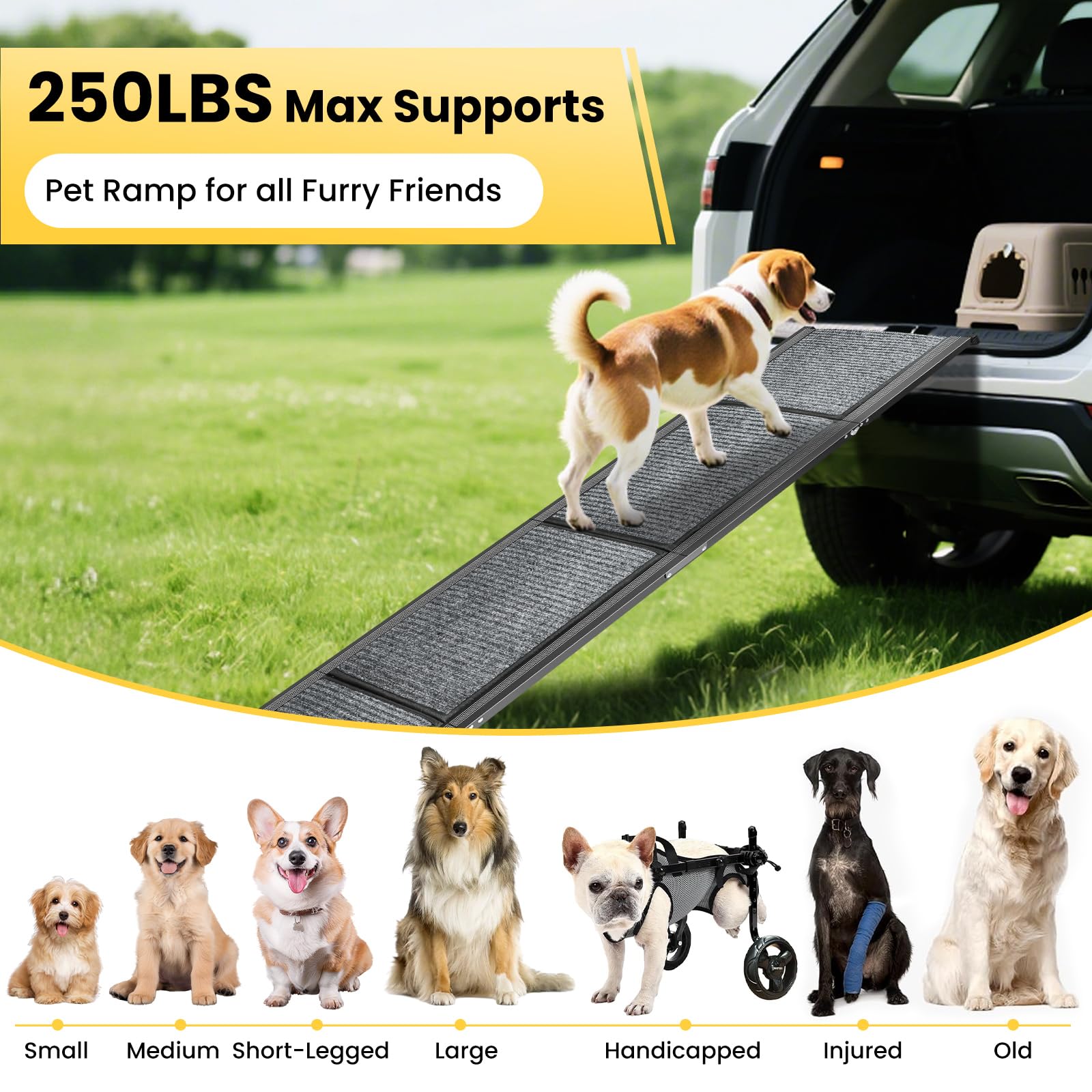 YOOKESEN dog ramp outdoor-travel-use is ideal for trips to the vet or park.