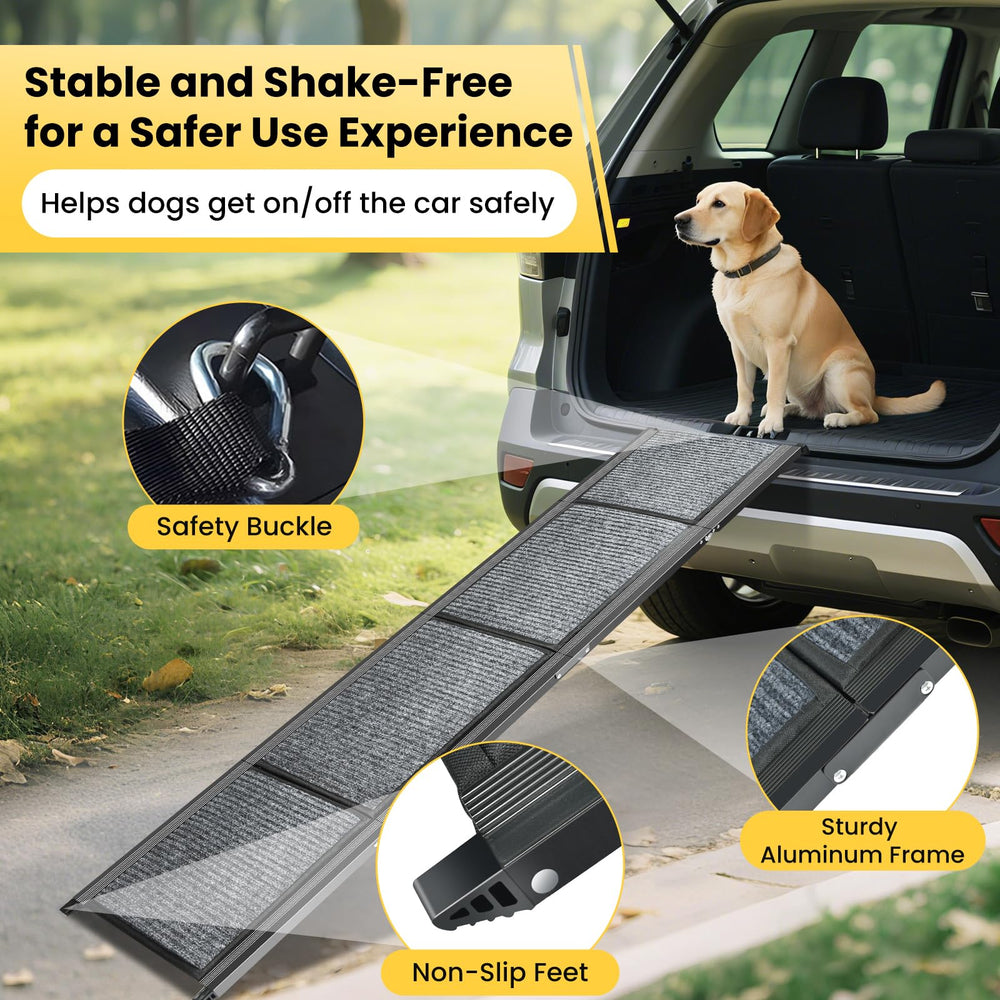 YOOKESEN dog ramp rubber-feet-stability keeps the ramp steady on floors.