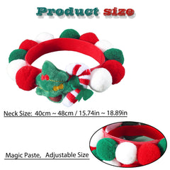 YOOLEETC Christmas dog-cat scarf pom-pom detail adds playful seasonal flair for photos.