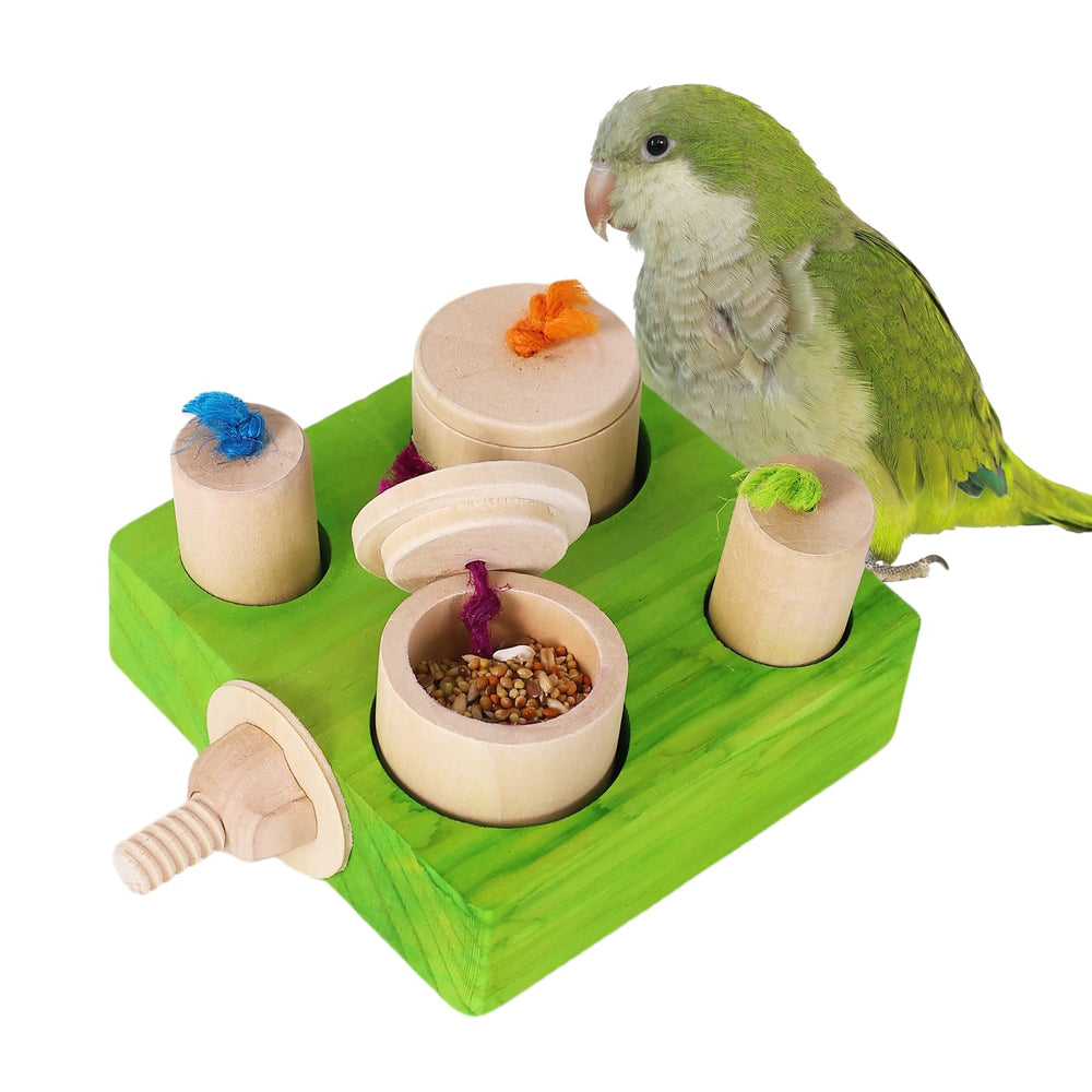 YOOSO WING Birdie Puzzle Feeder front view in green, promotes foraging and mental engagement