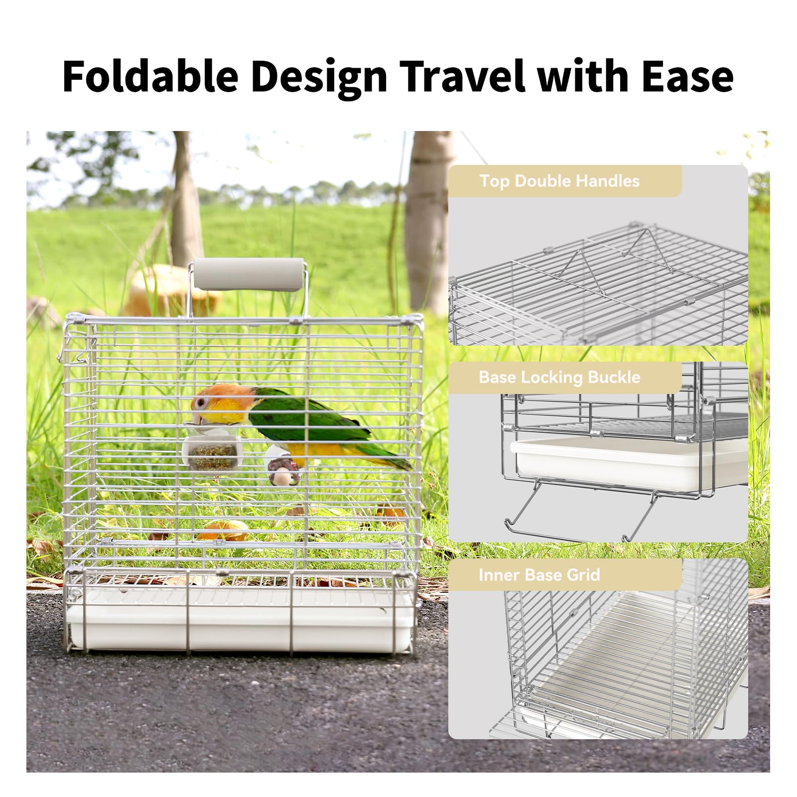 YOOSO WING parrot feeder cups attached for travel feeding