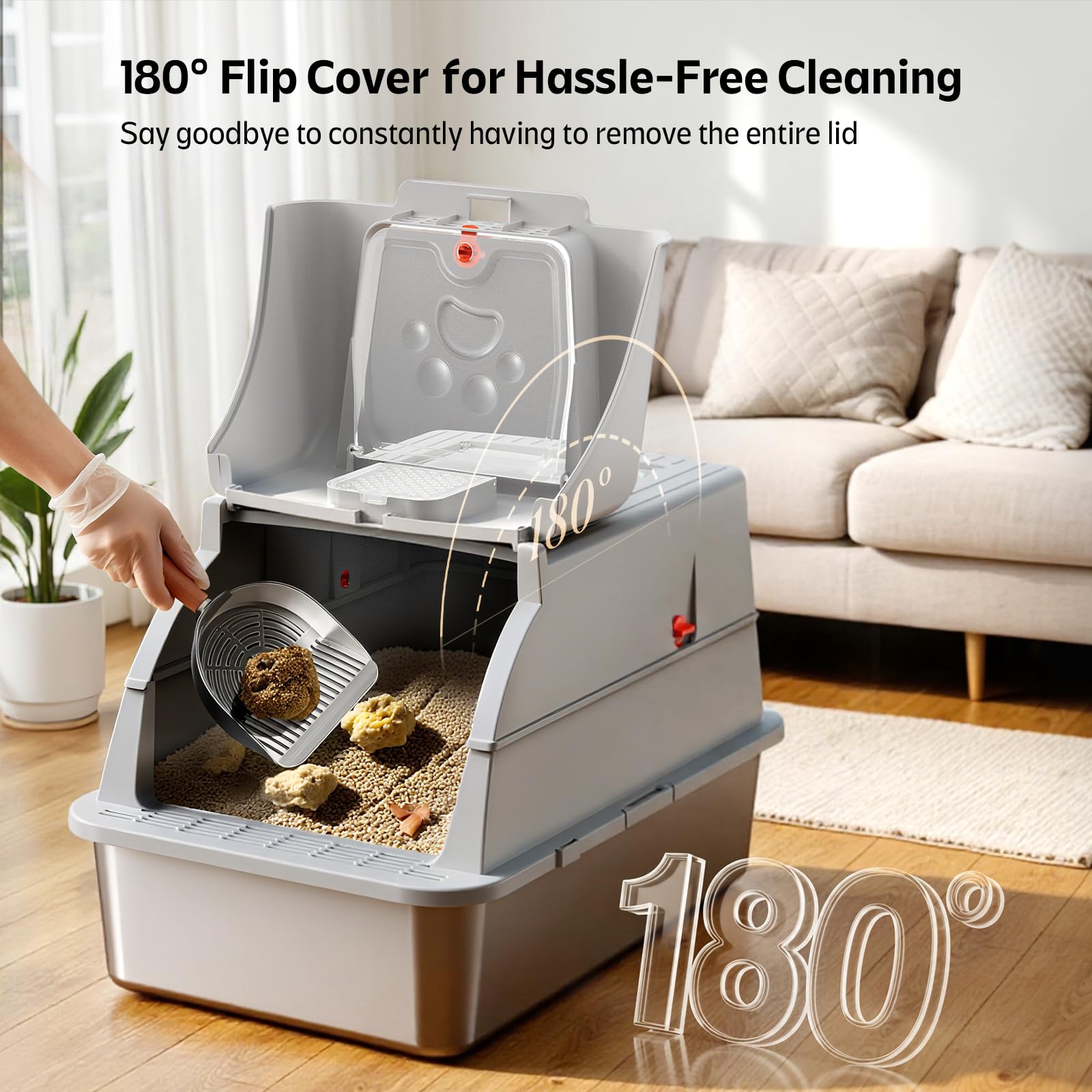 Yooson built-in-scooper integrated for convenient waste removal after meals.