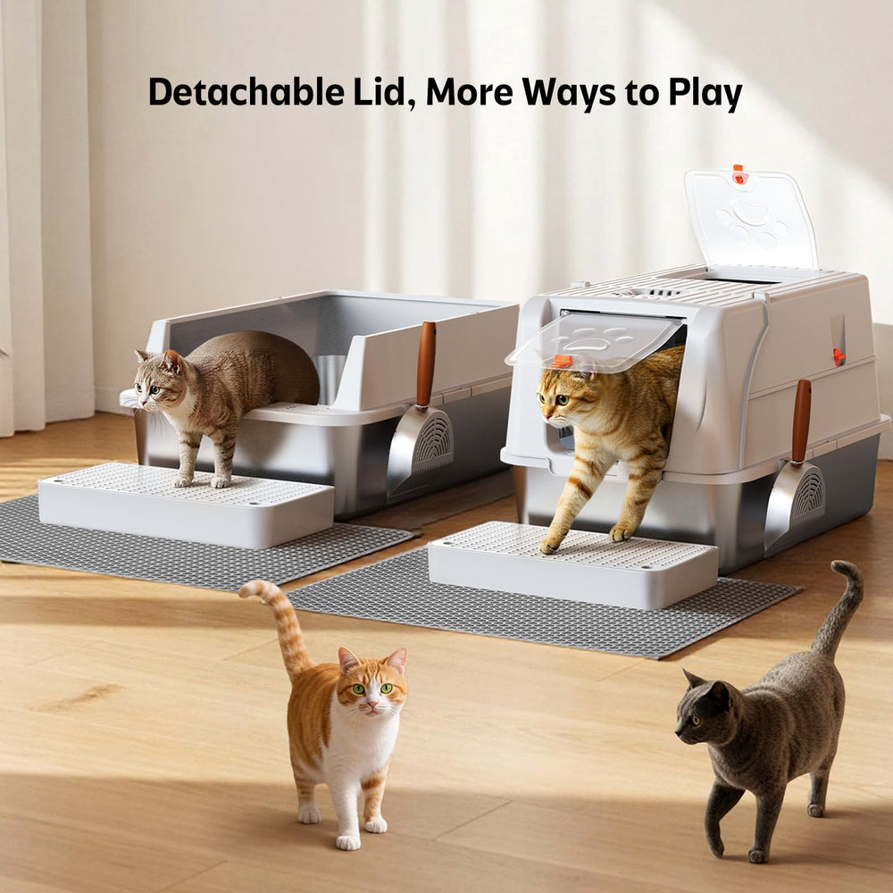 Yooson dual-design litter box set suits growing cats with privacy and play.