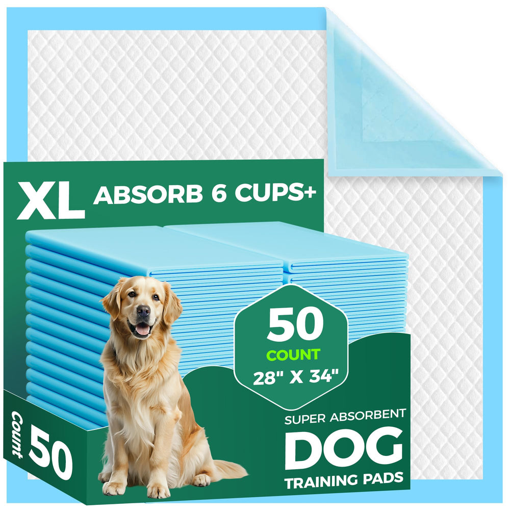 YOPETKI 50-count XL dog pee pad 28x34 for roomy potty area and puppy training.