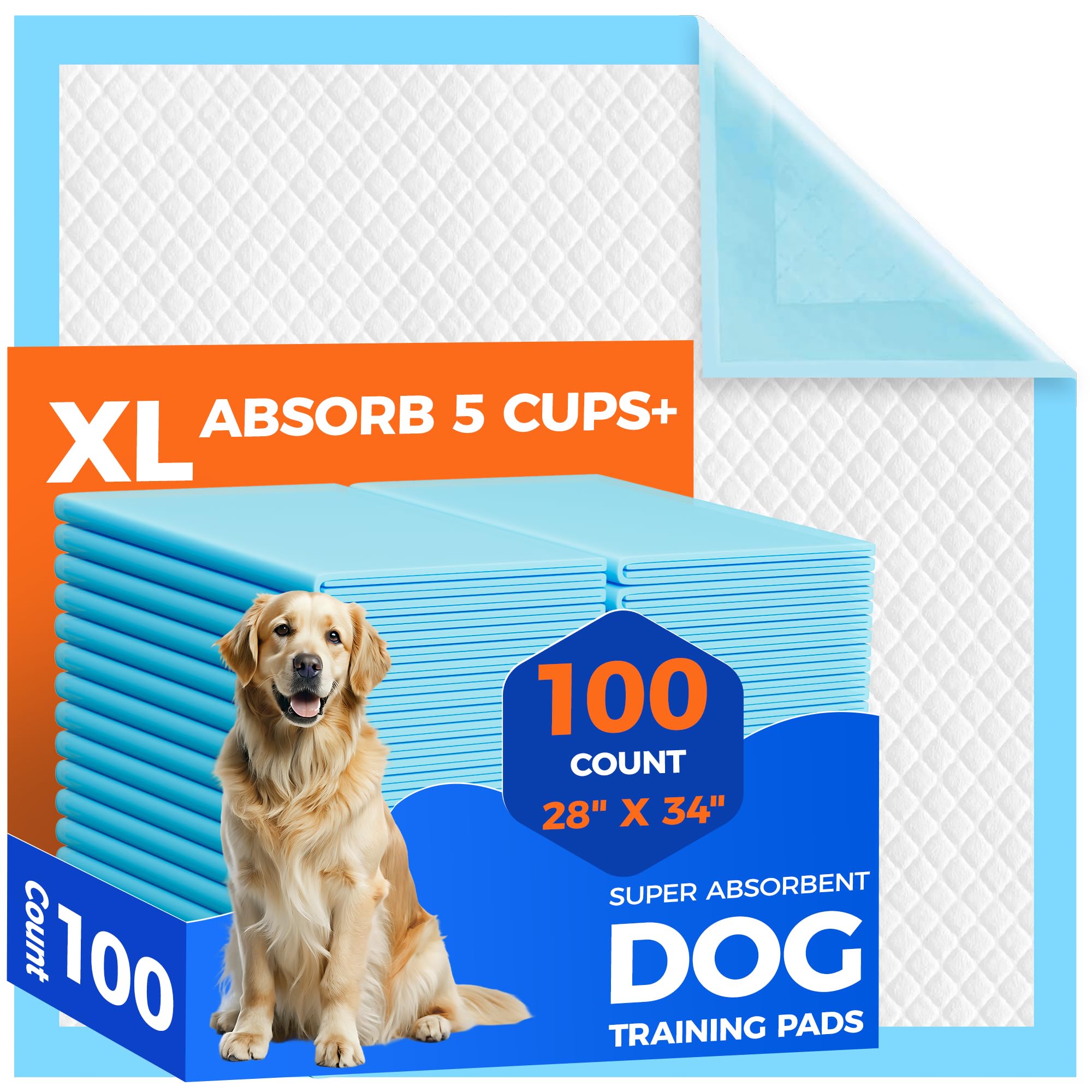 YOPETKI dog pads 28x34 pack close-up for home potty training