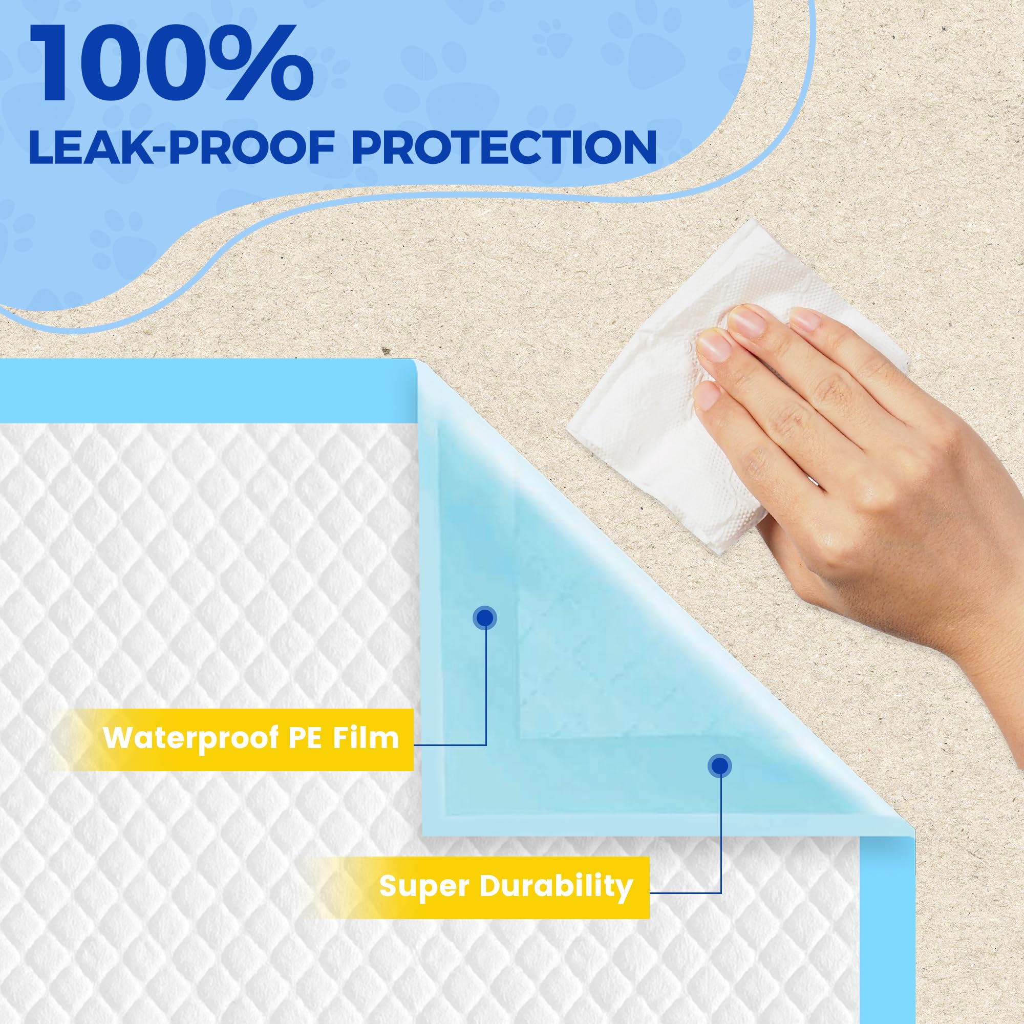 YOPETKI dog pads quick-dry and leakproof feature protecting floors