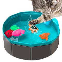 Yopetox cat pool setup enables refreshing water play and enrichment.