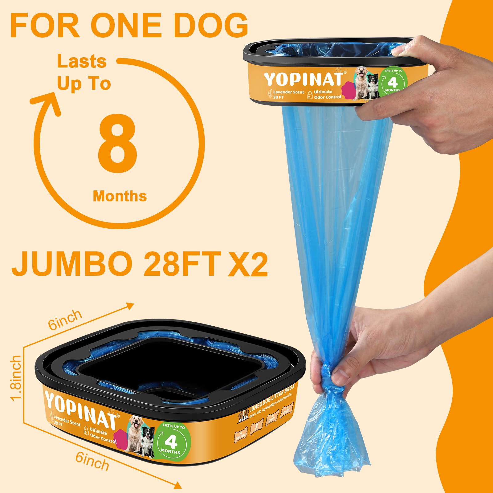 Yopinat jumbo square refill bags feature 7-layer odor-lock technology for odor containment