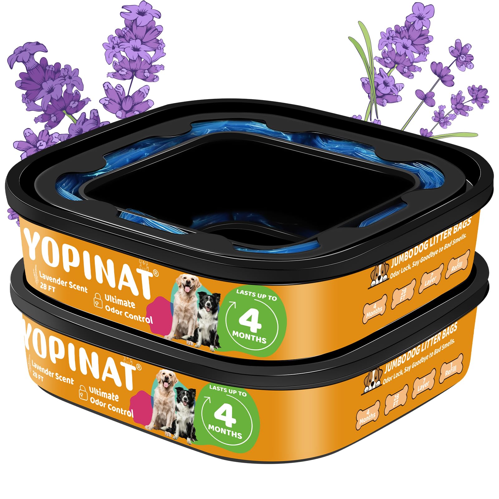 Yopinat jumbo square refill bags front view showing 56ft roll for extended use