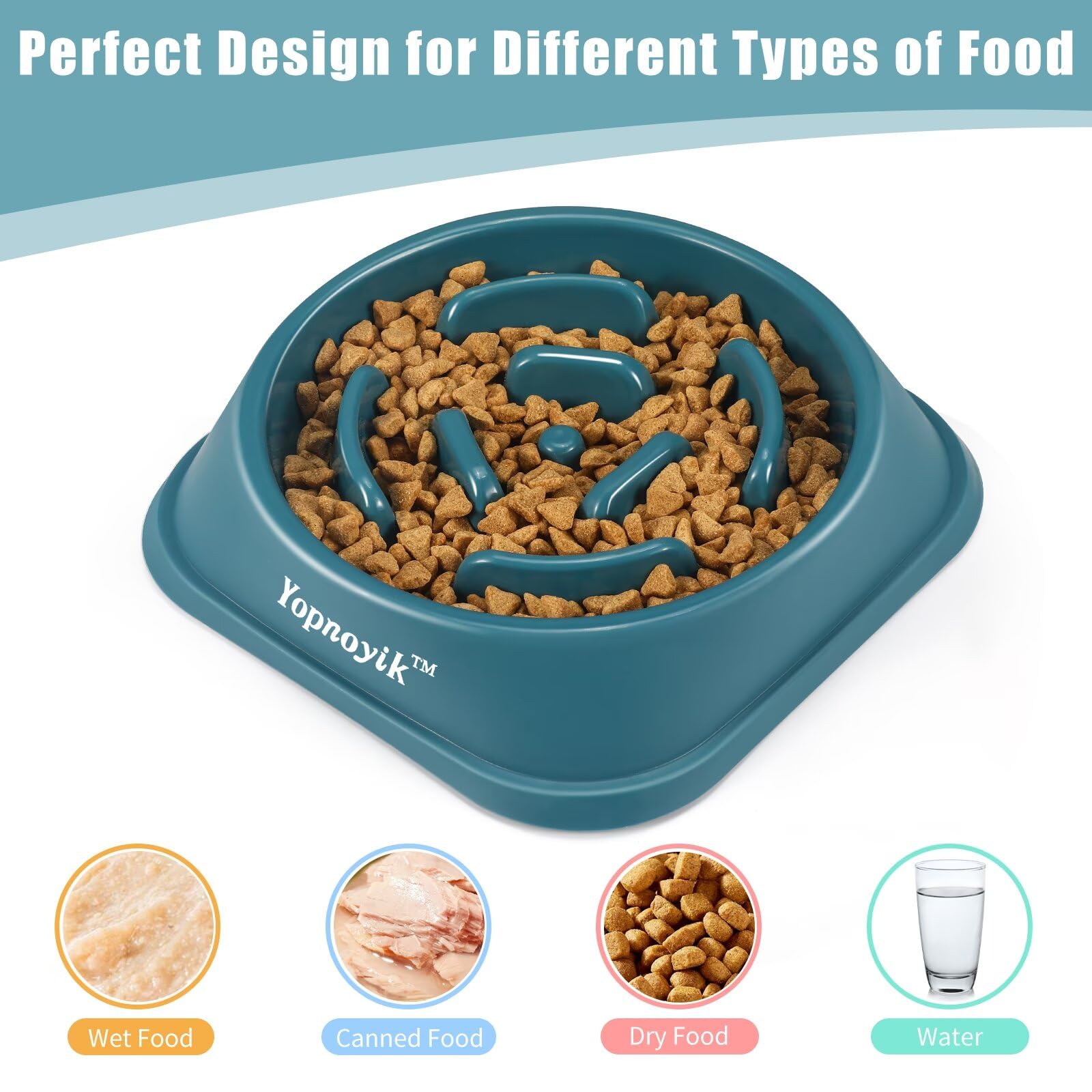 Yopnoyik bowl works with dry and wet foods for flexible mealtimes.