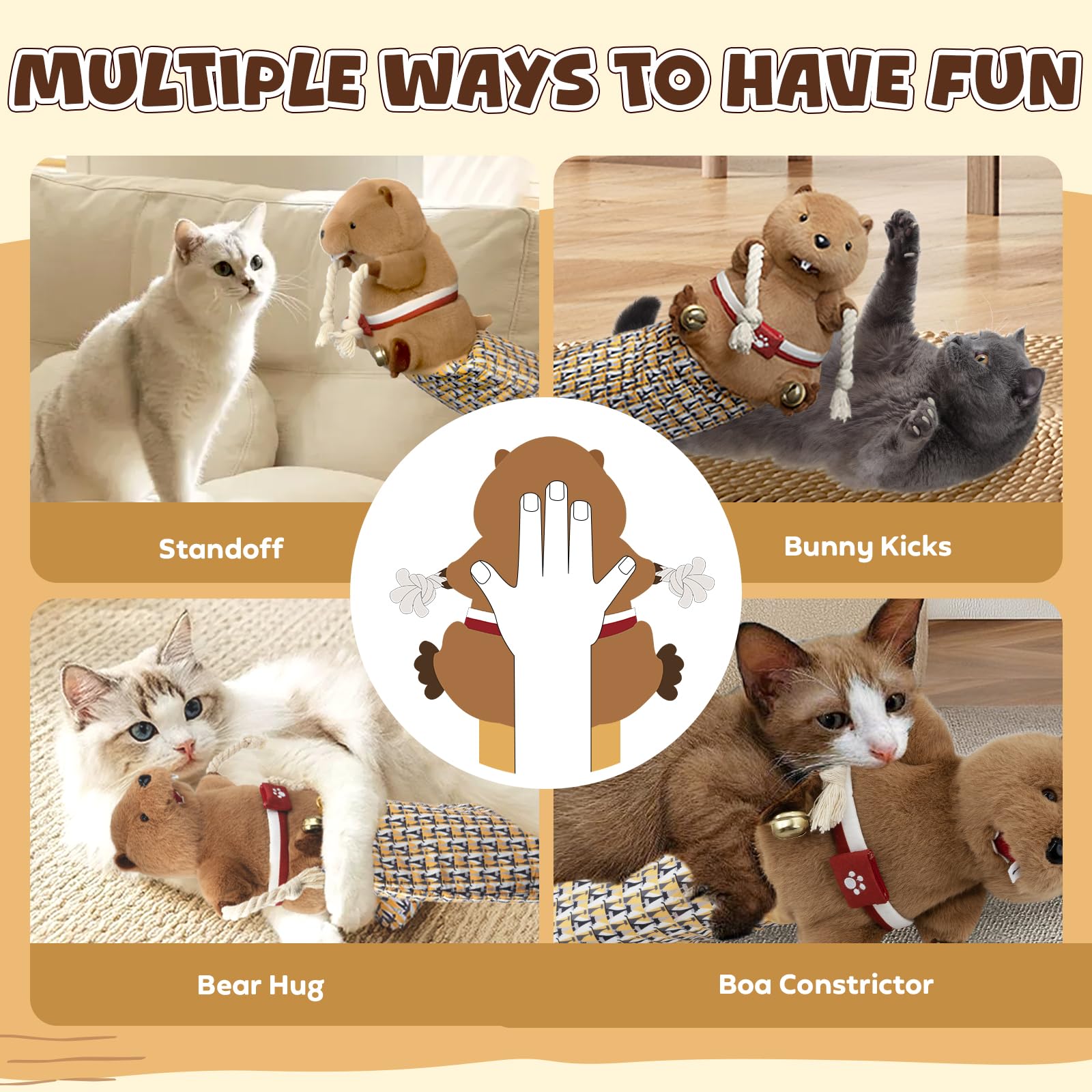 YoPoll Cat Wrestling Glove in-use scene capturing bonding and exercise moments with cat