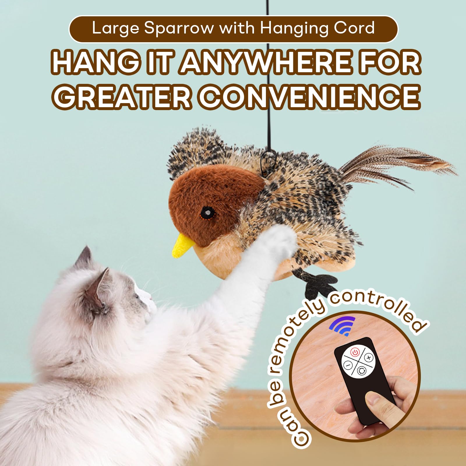 YoPoll chirping bird cat toy remote control for self-initiated play