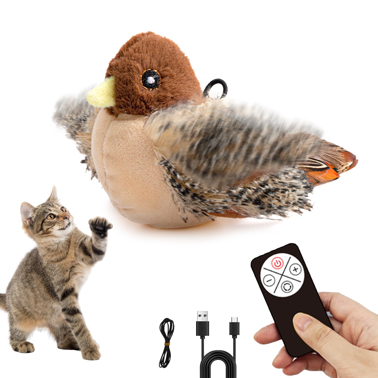 YoPoll interactive chirping bird toy with moving wings boosts indoor play