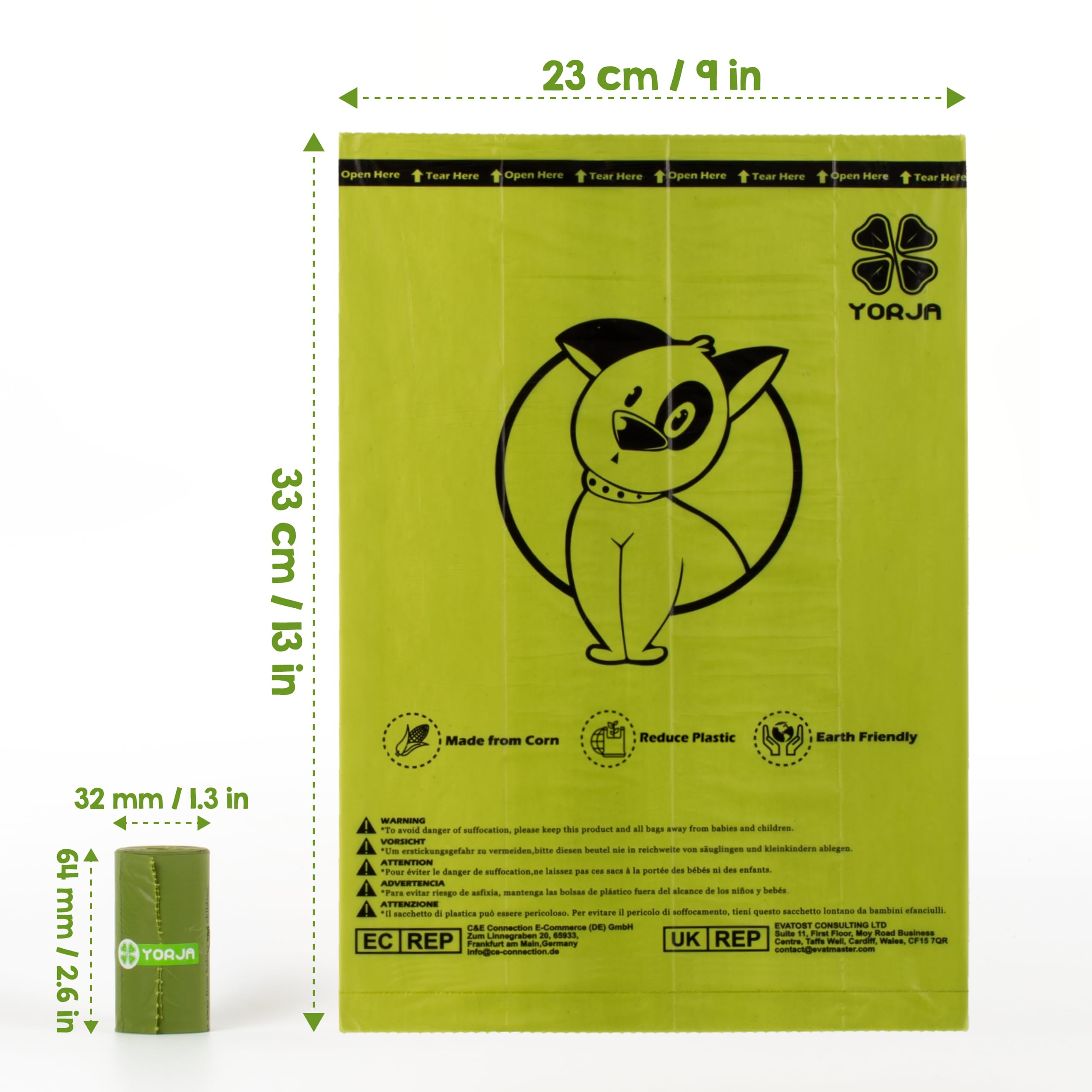 YORJA bio-based bags reduce plastic footprint with paper cores.