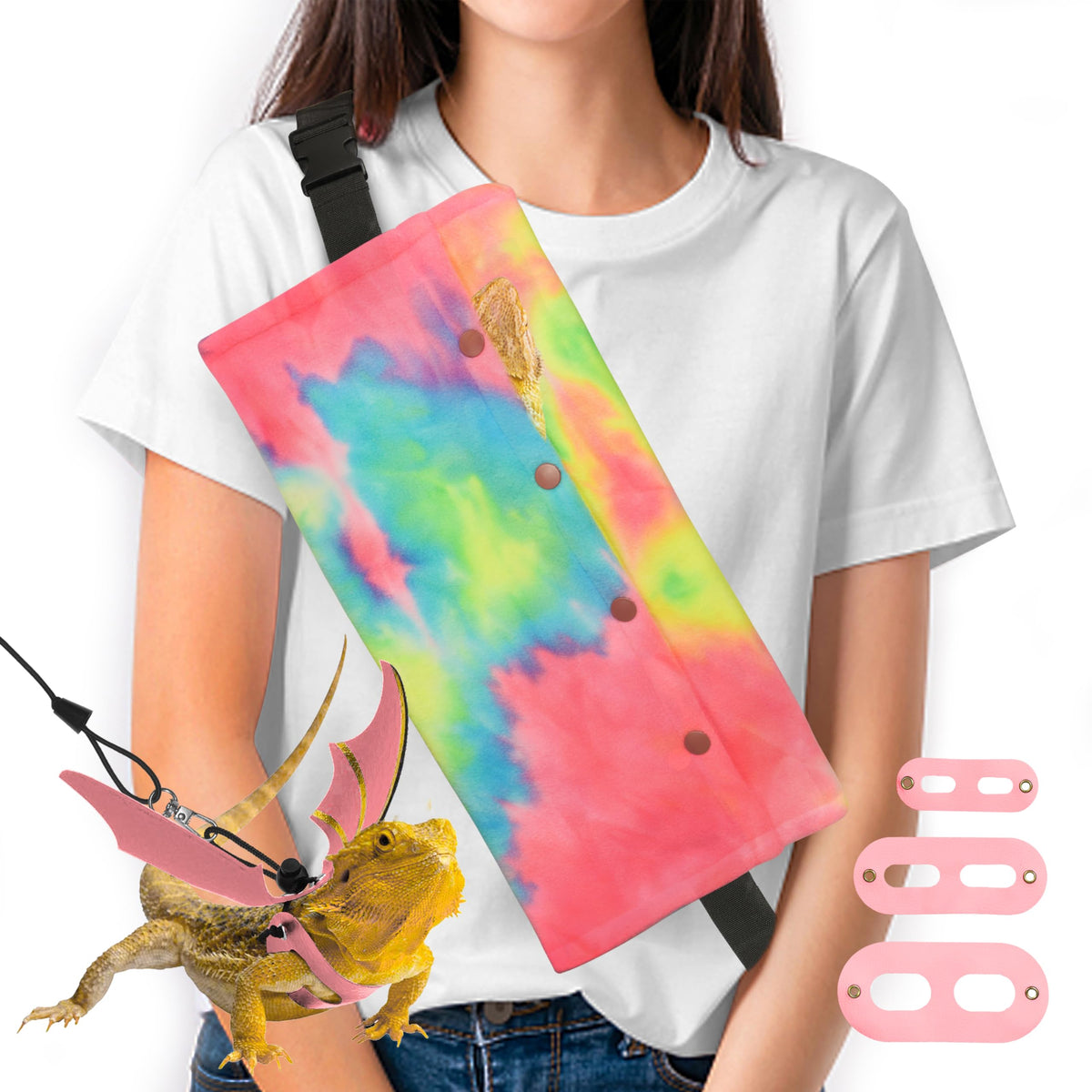 Yosadol Bearded Dragon Carrier pink — cozy coral fleece for comfortable travel.