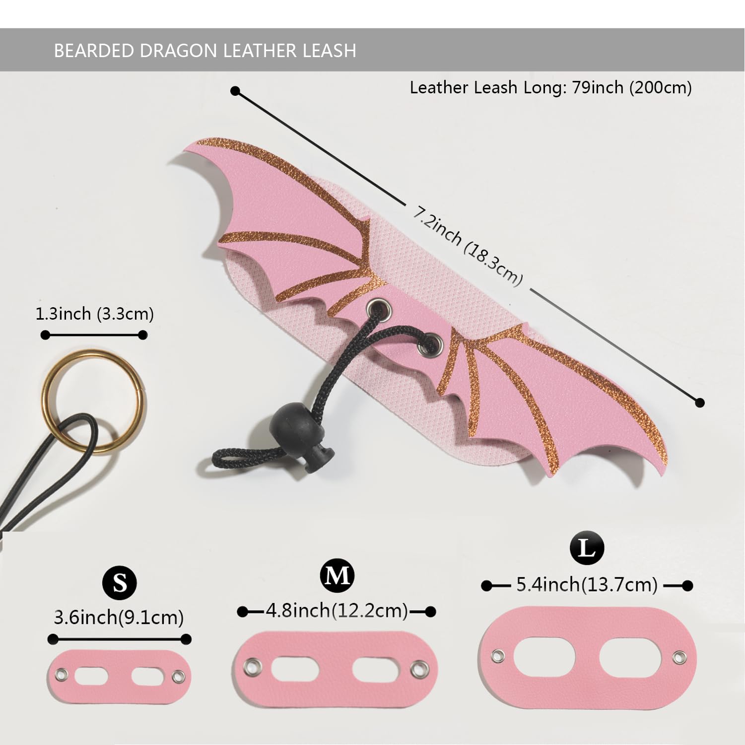 Yosadol Bearded Dragon Harness pink batwing — adjustable fit for growing reptiles.