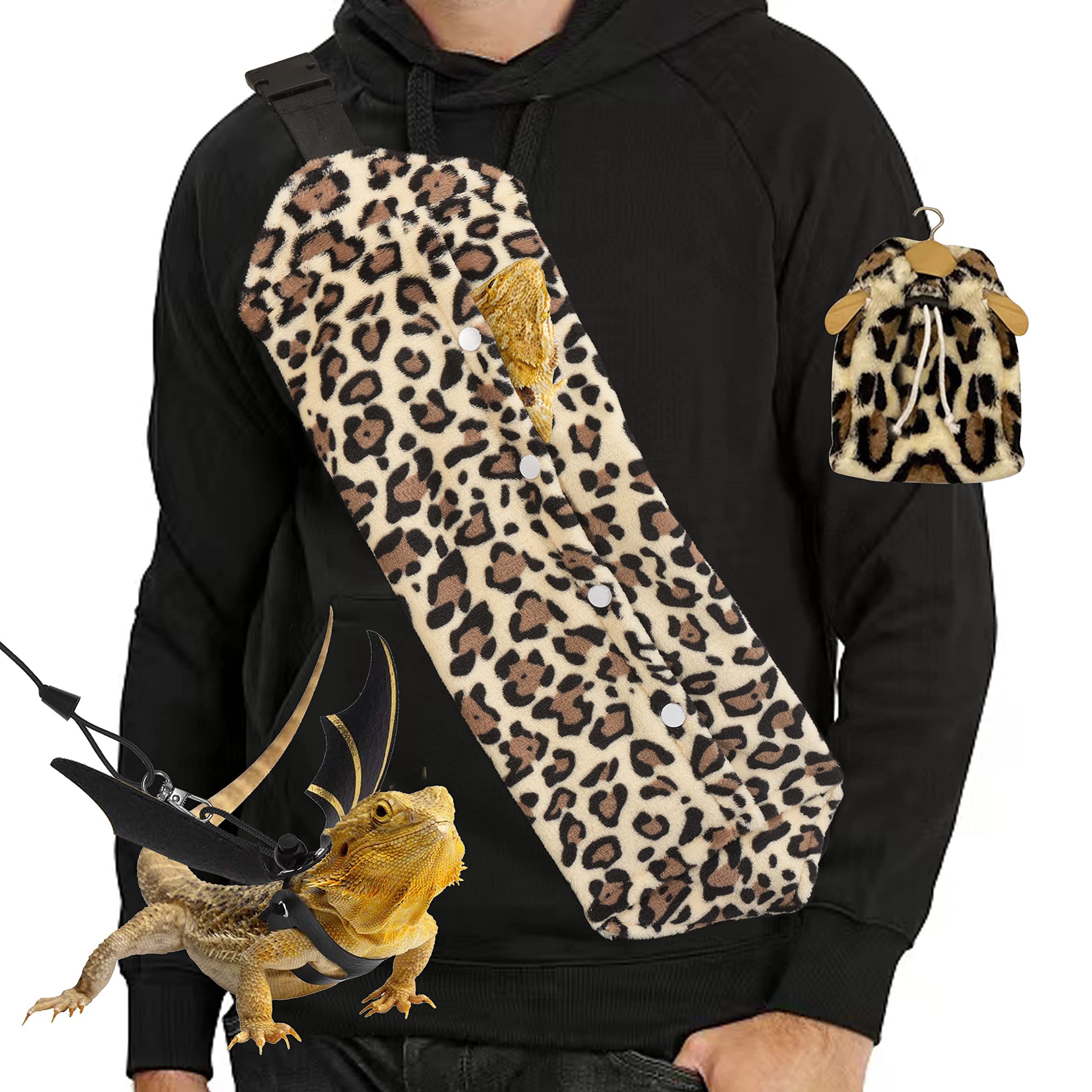 Yosadol dragón-barbudo portador-leopardo, transporte cómodo y seguro para salidas.
