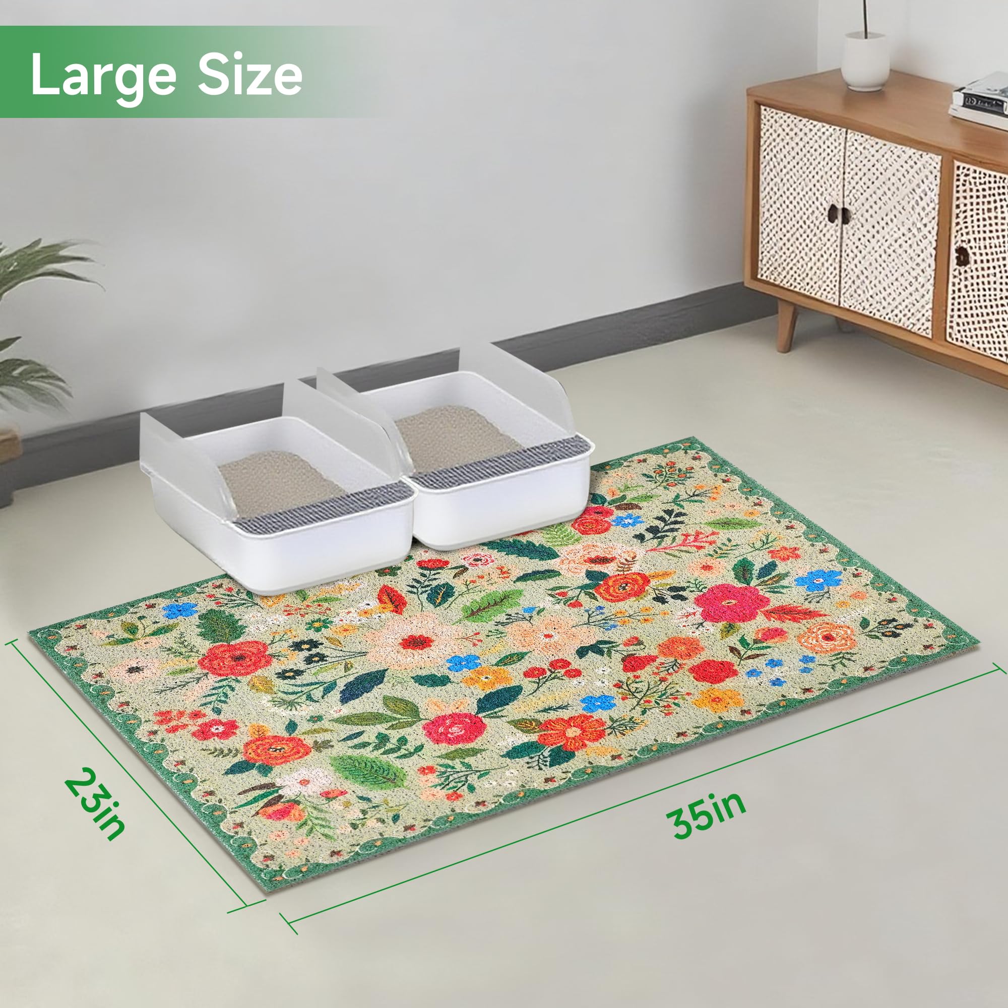 YOSEPATI Cat Litter Mat boho design blends with home decor.