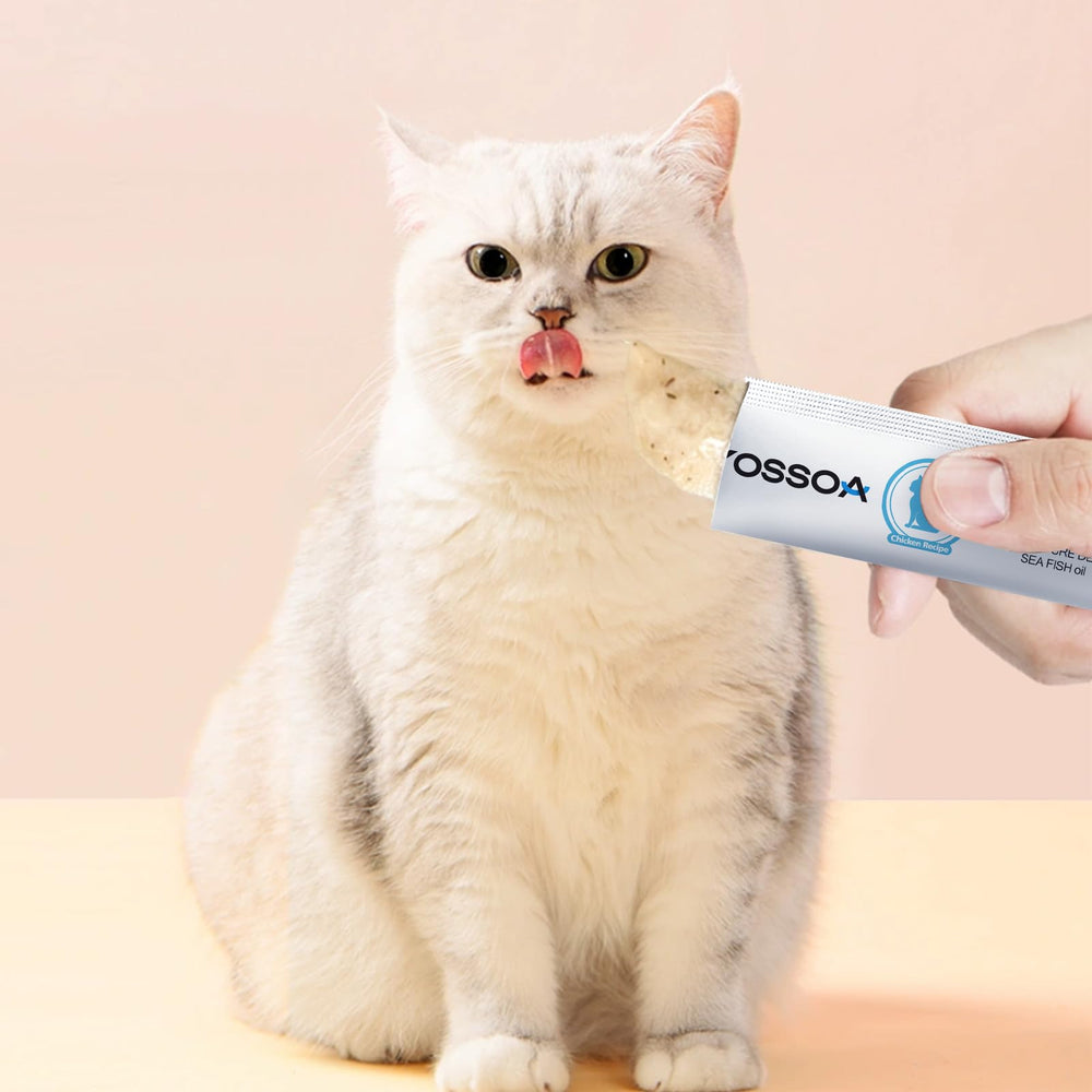 YOSSOA salmon-oil-skin-coat image illustrating fur shine and skin-support benefits.