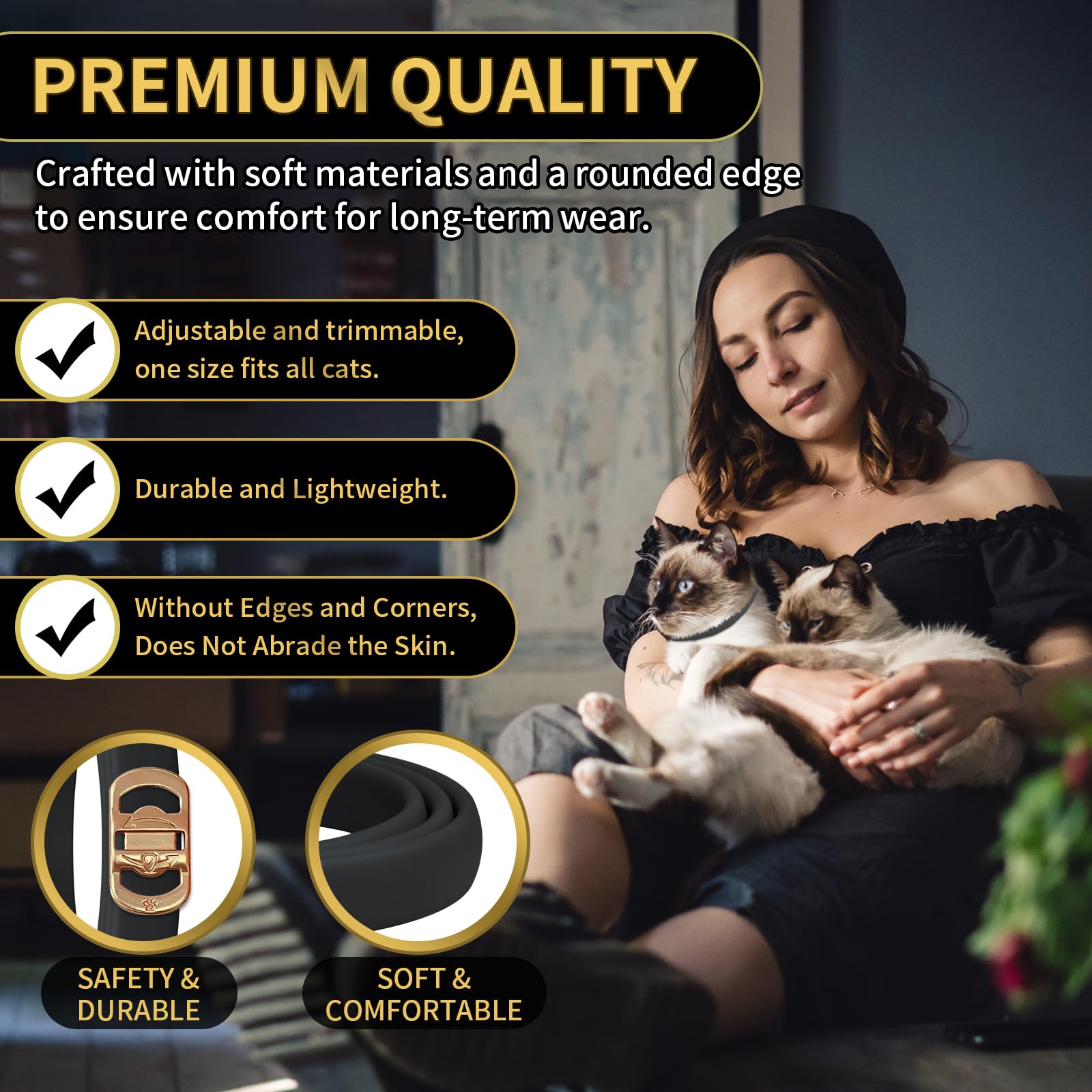 YOTANGO adjustable cat collar 19 inches shows easy length customization