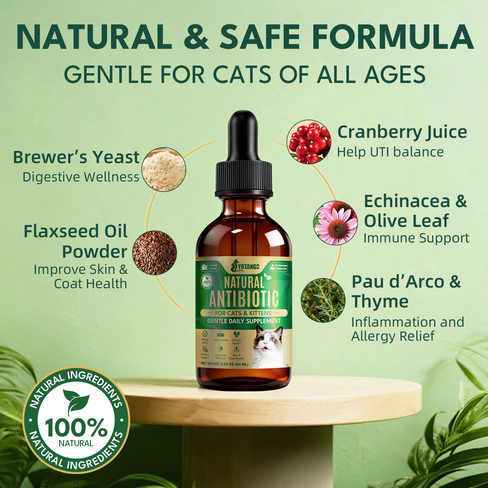 YOTANGO formula enriched with brewer's yeast and flaxseed oil promotes digestion and vitality.