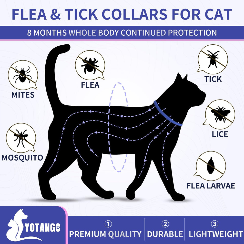 YOTANGO cat flea collar 19-inch adjustable for a snug, comfortable fit.