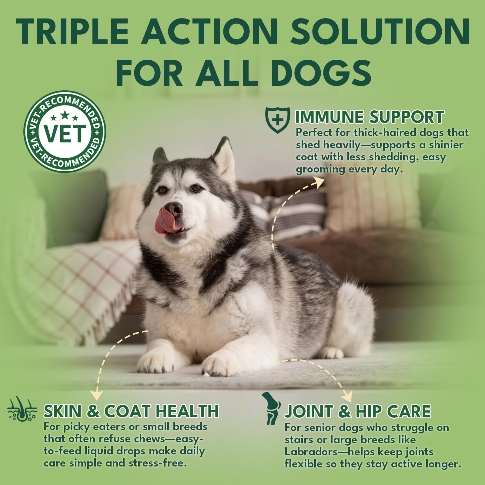 YOTANGO dog collagen bacon-flavor drops helps picky eaters enjoy a tasty supplement.