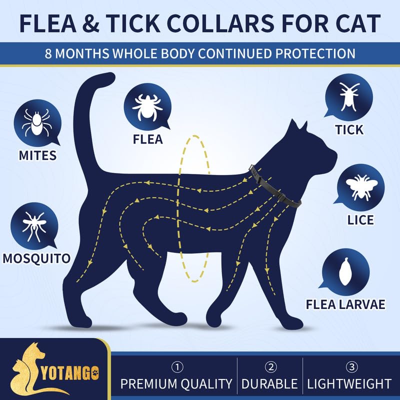 YOTANGO flea collar for cats adjustable size ensures a comfortable fit.
